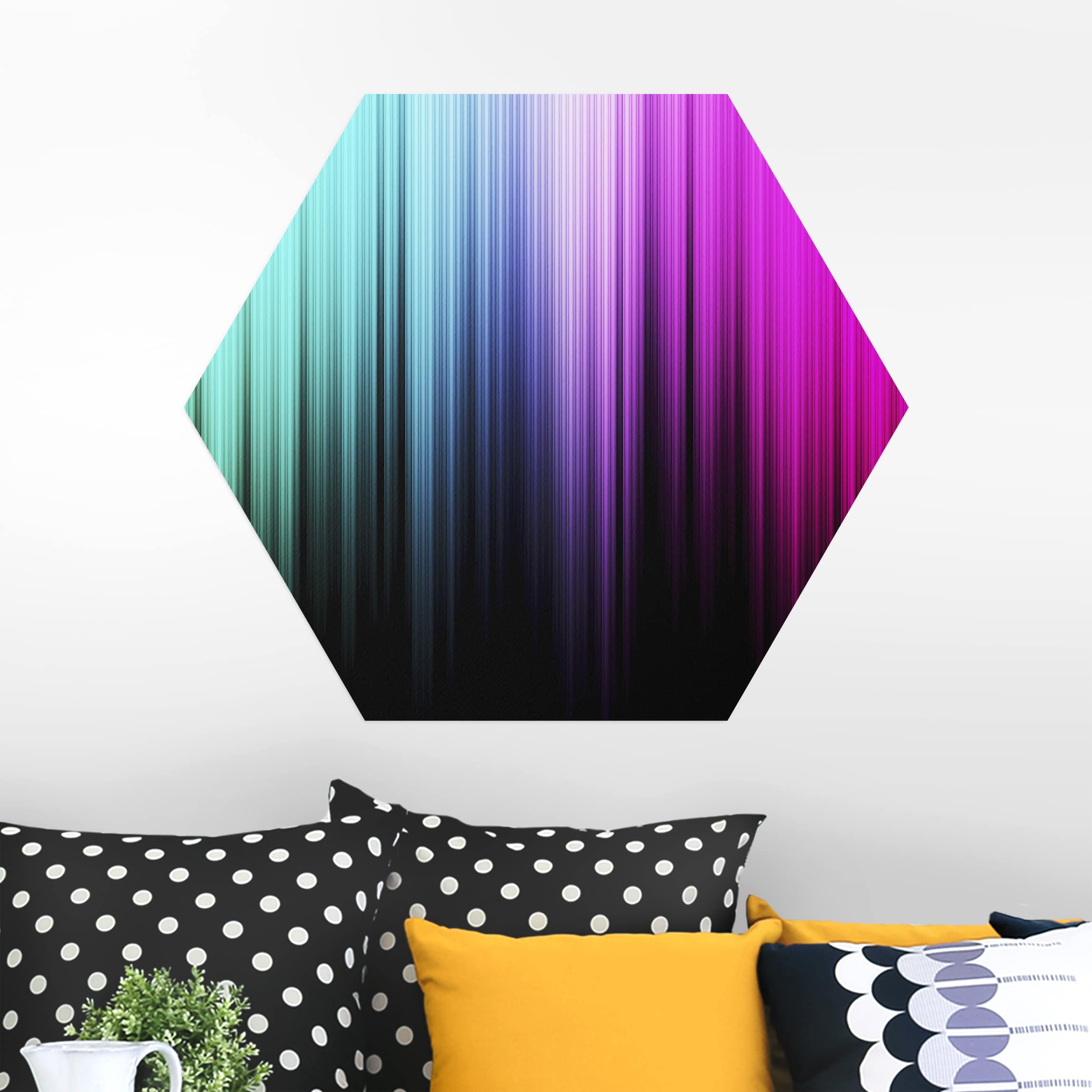 Hexagon-Alu-Dibond Bild Rainbow Display