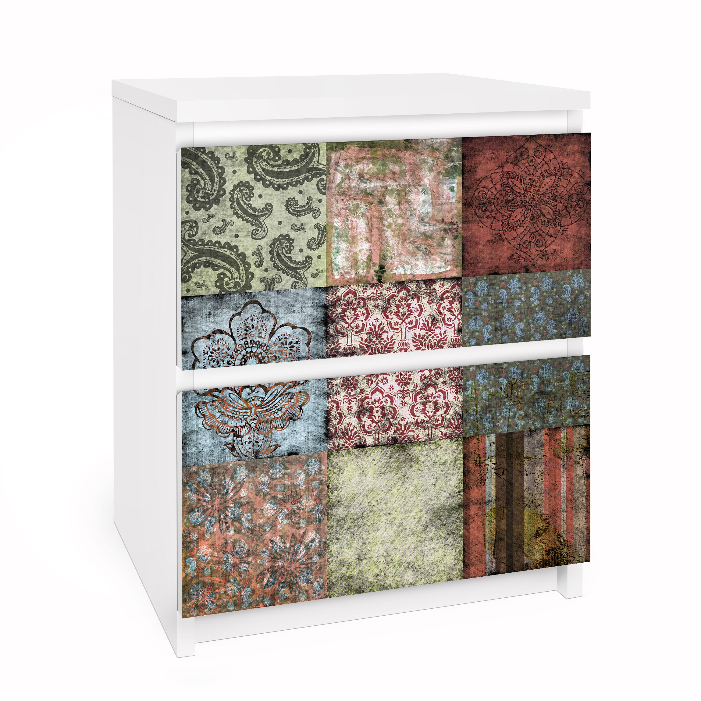 Möbelfolie für IKEA Malm Kommode 2 Schubladen Old Patterns