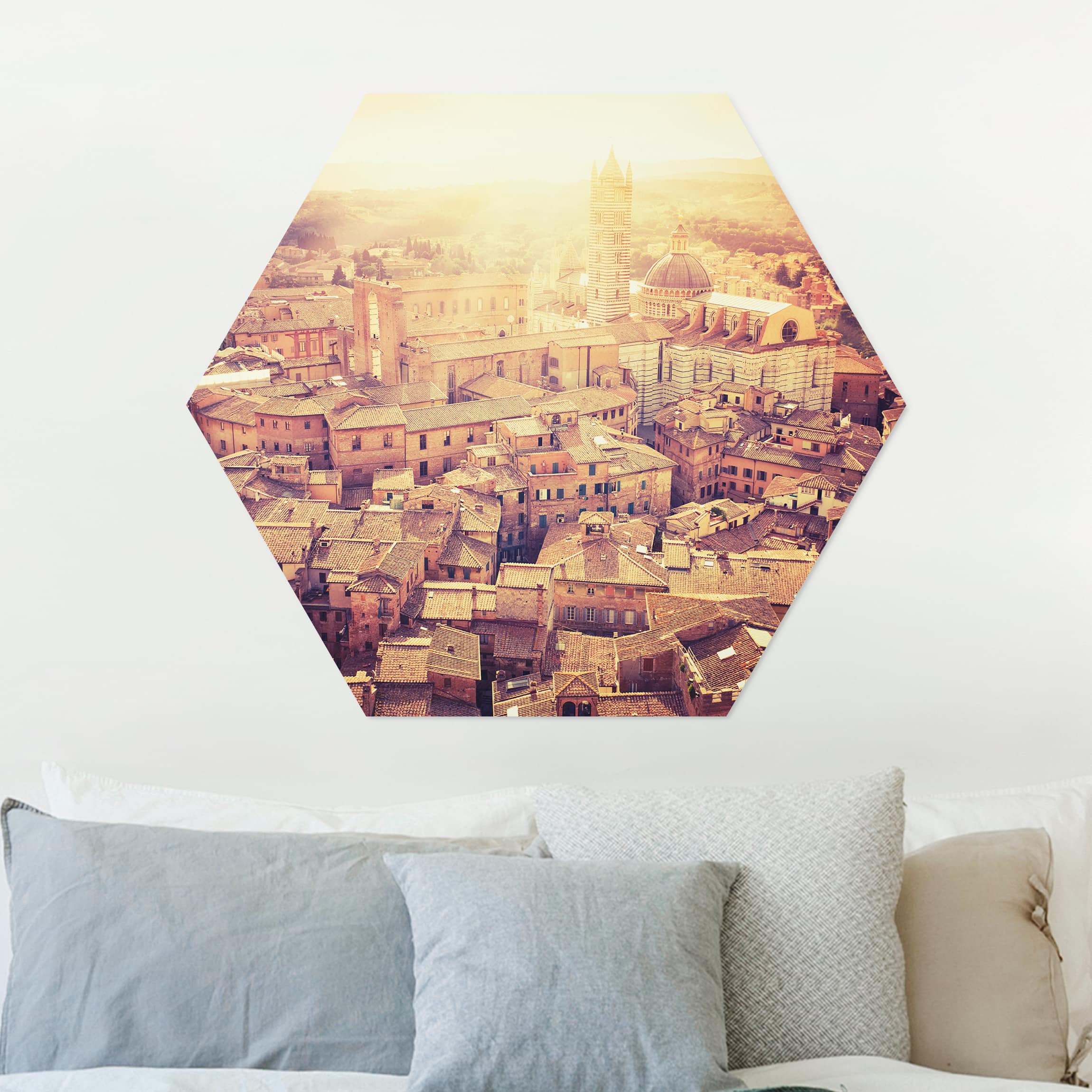 Hexagon-Alu-Dibond Bild Fiery Siena