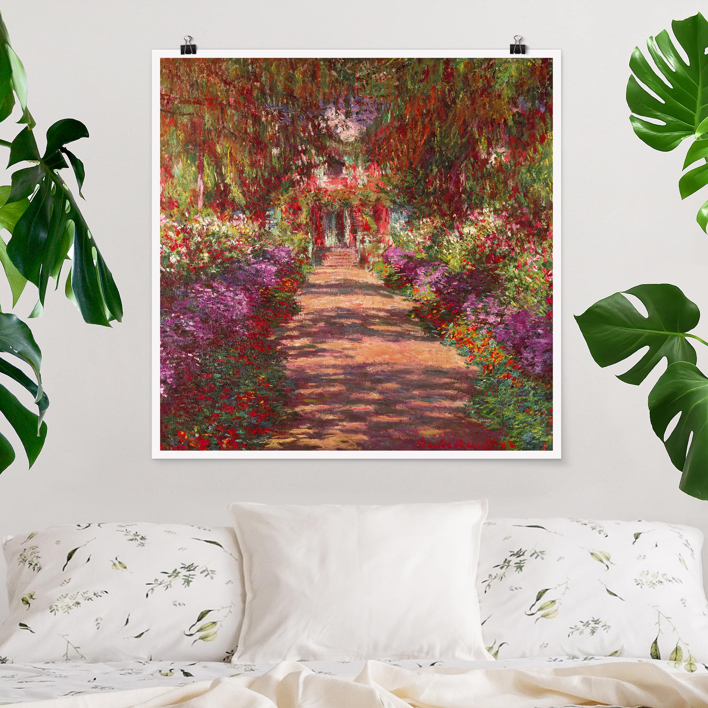 Poster - Quadrat Claude Monet - Weg in Monets Garten in Giverny