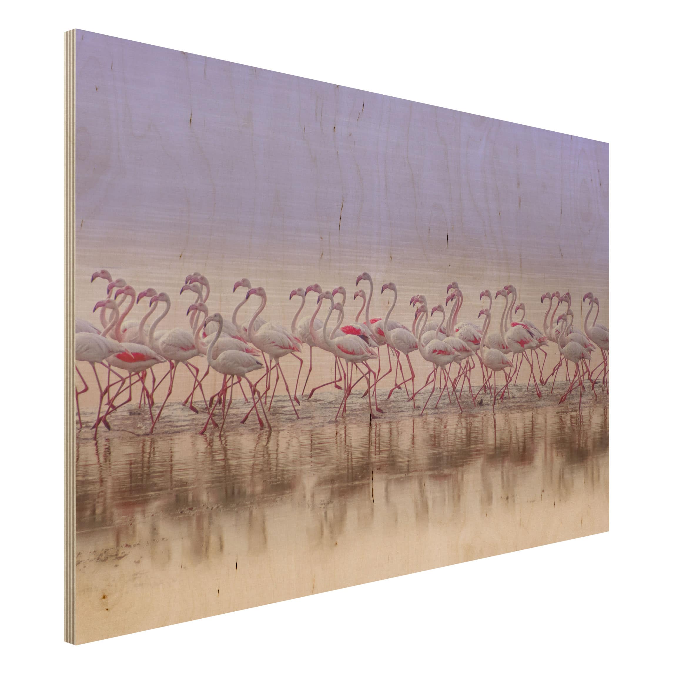 Holzbild Tiere Flamingo Party
