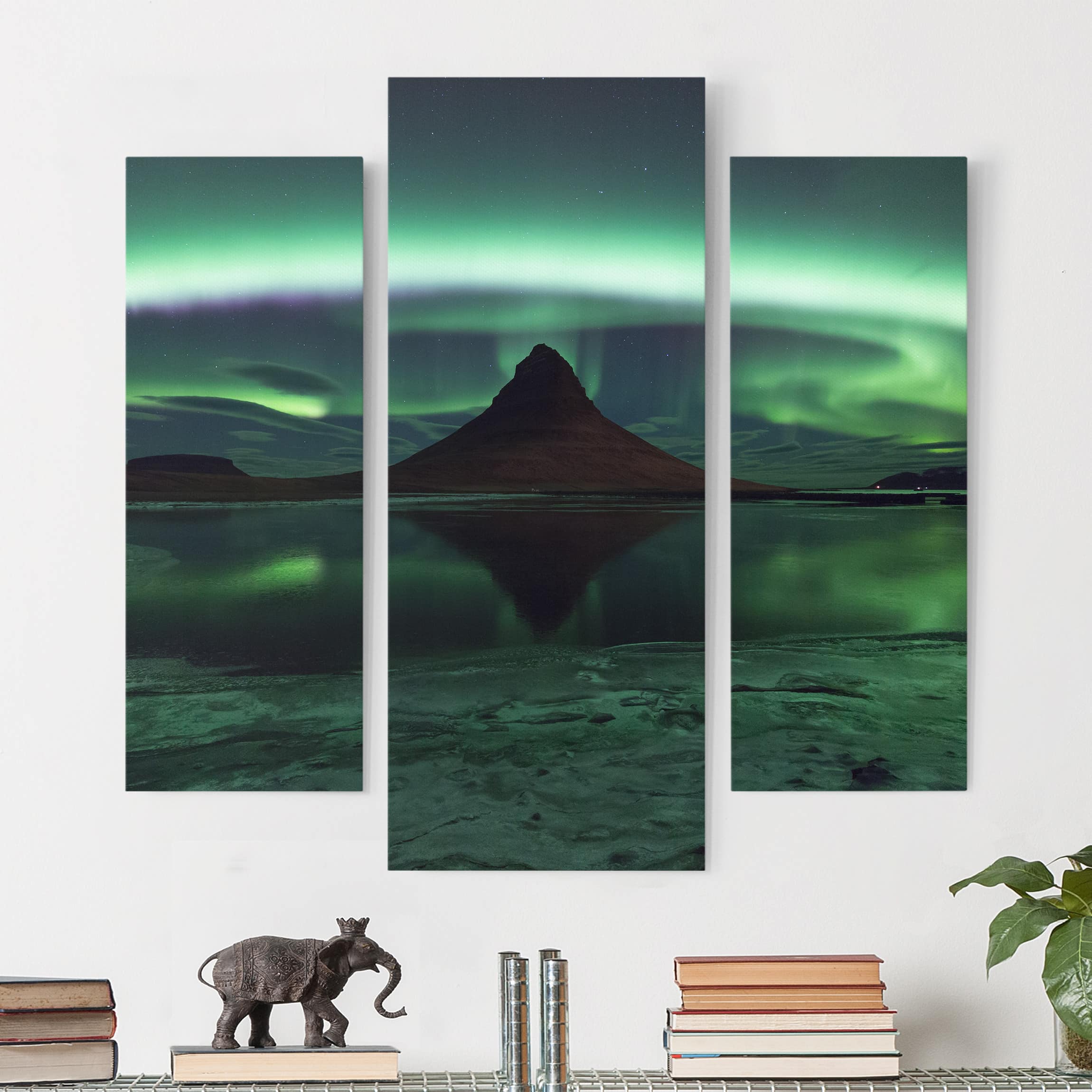 3-teiliges Leinwandbild Natur & Landschaft Polarlicht in Island