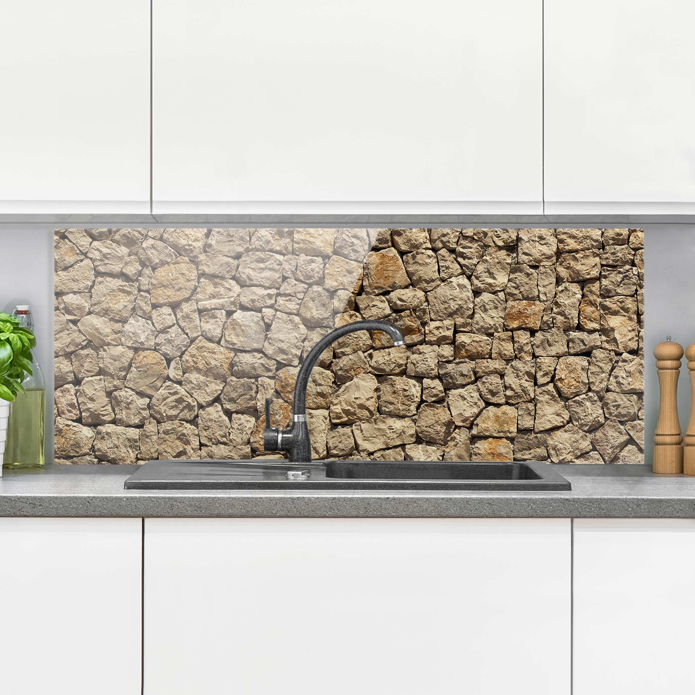 Glas Spritzschutz Alte Wand aus Pflasterstein