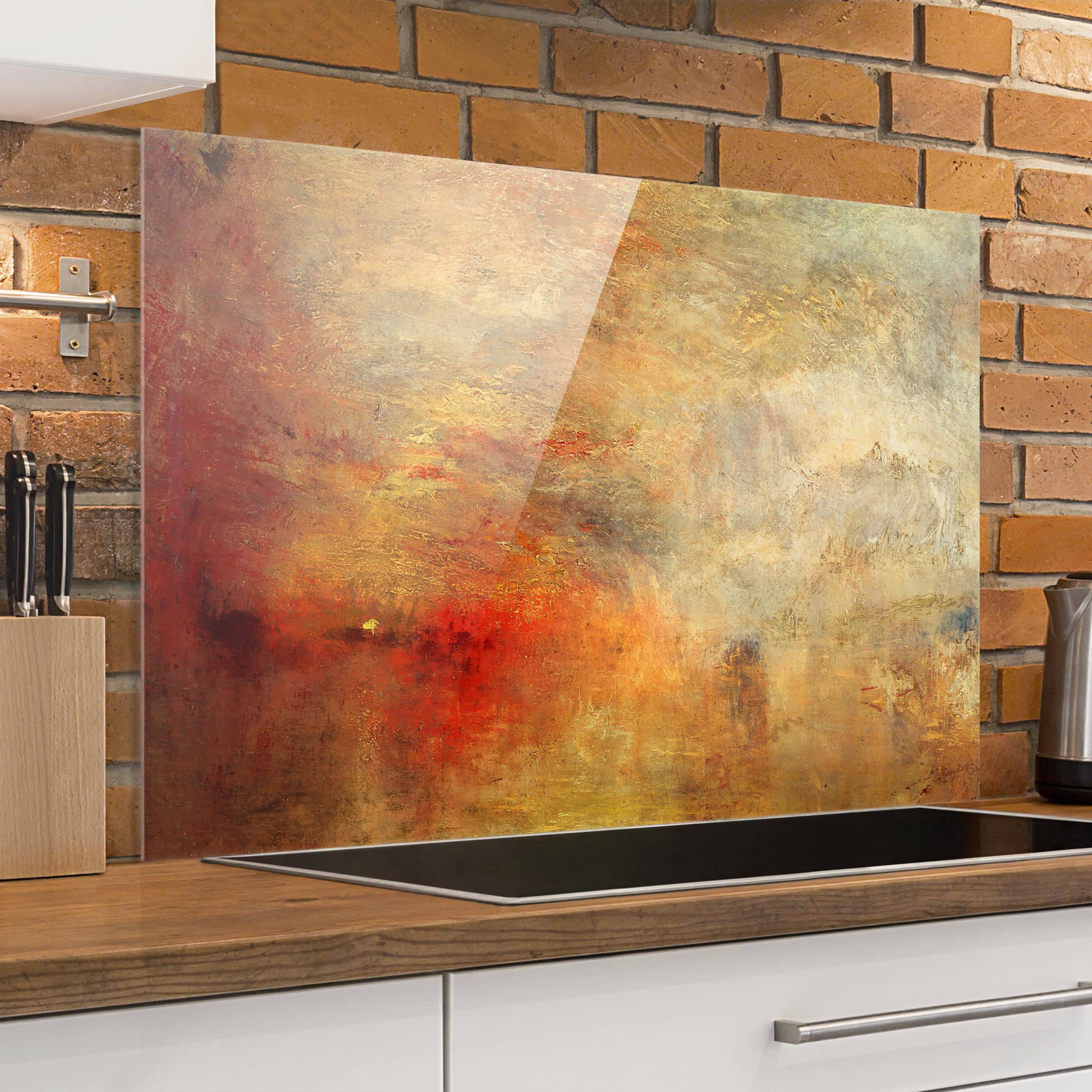 Glas Spritzschutz - Querformat 3:2 Joseph Mallord William Turner - Sonnenuntergang über einem See