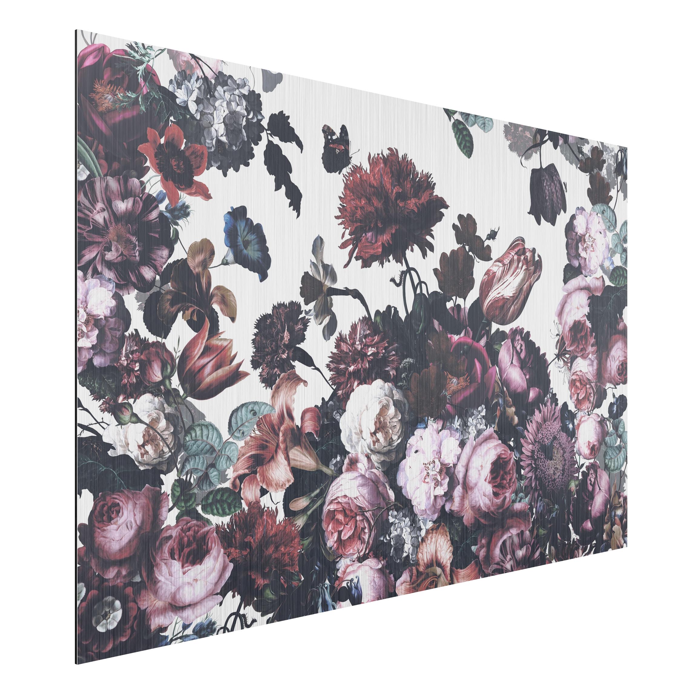 Alu-Dibond Bild Altmeisterlicher Blumenrausch mit Rosen Bouquet