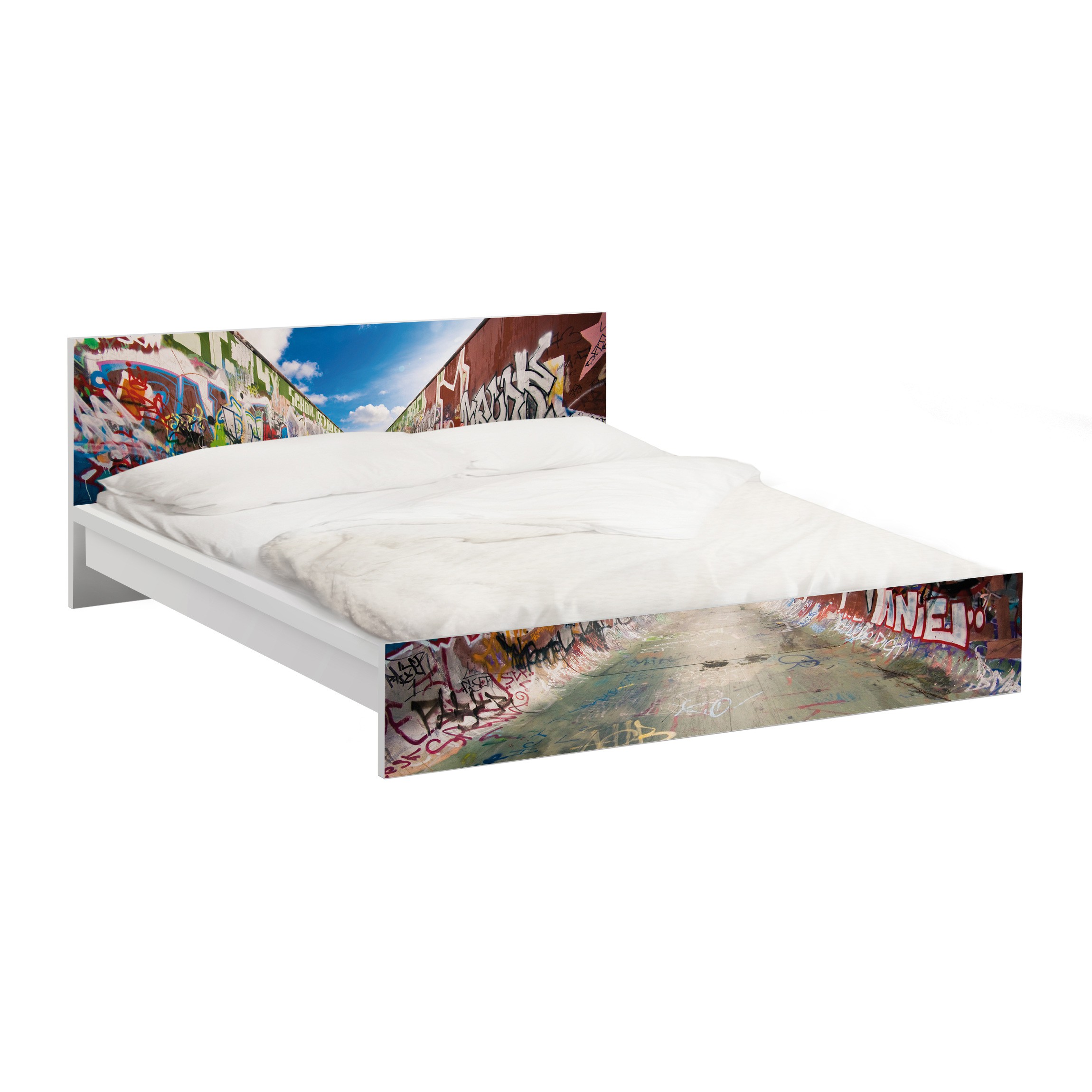 Möbelfolie für IKEA Malm Bett 160 cm Breite Skate Graffiti