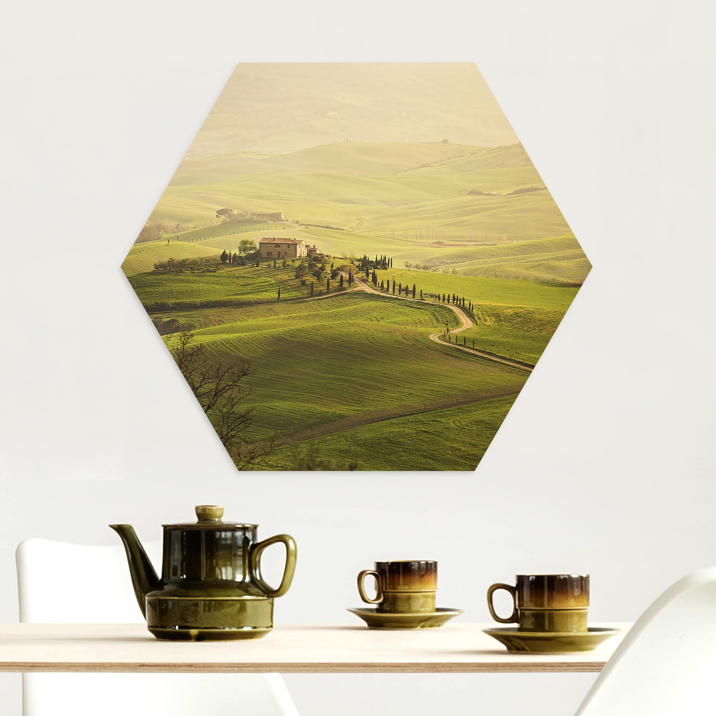 Hexagon-Alu-Dibond Bild Chianti Toskana