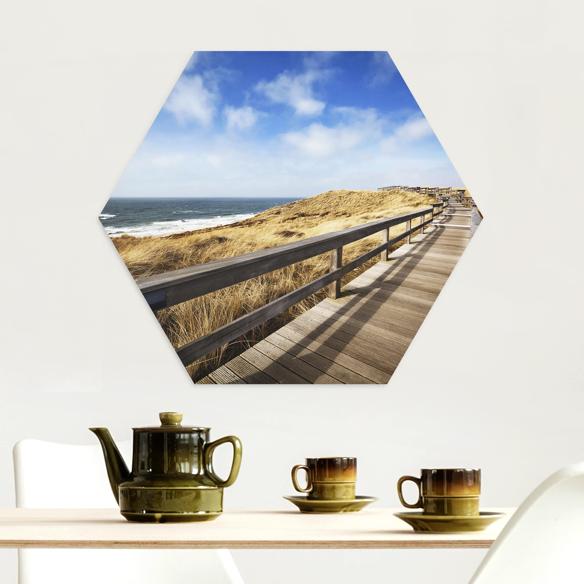 Hexagon-Alu-Dibond Bild Nordseespaziergang