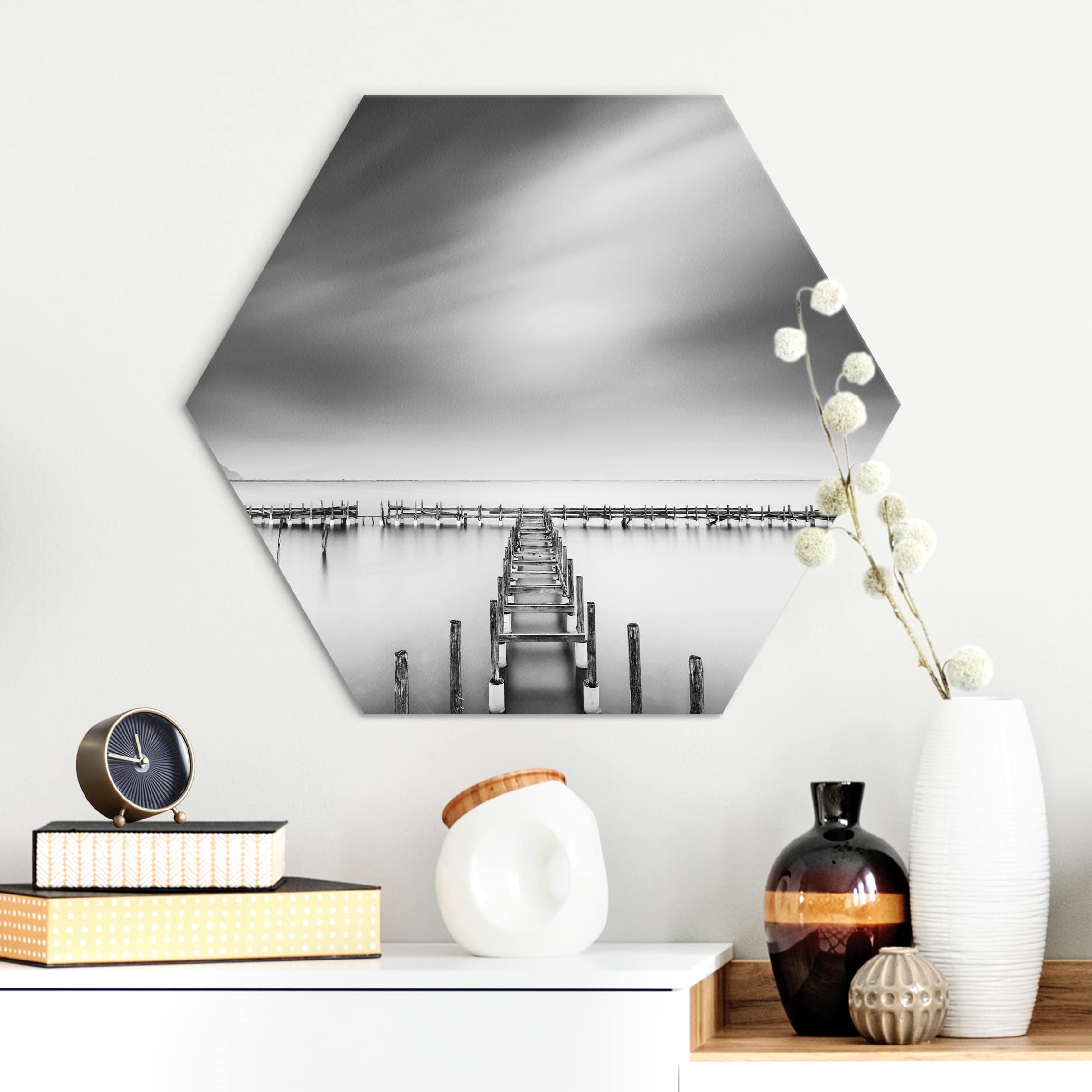 Hexagon-Alu-Dibond Bild Der alte Pier