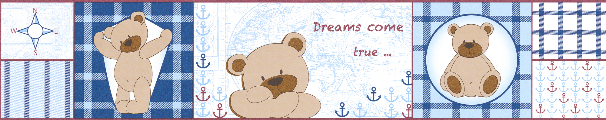 Mustertapete A.S. Création Only Borders 9 in Blau Braun Rot - 898616