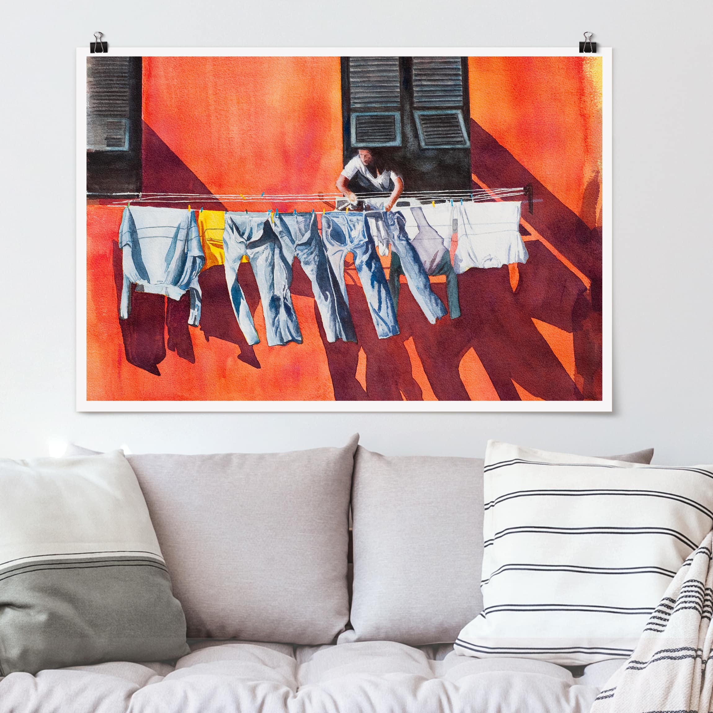 Poster - Querformat Wäsche im Sommerwind