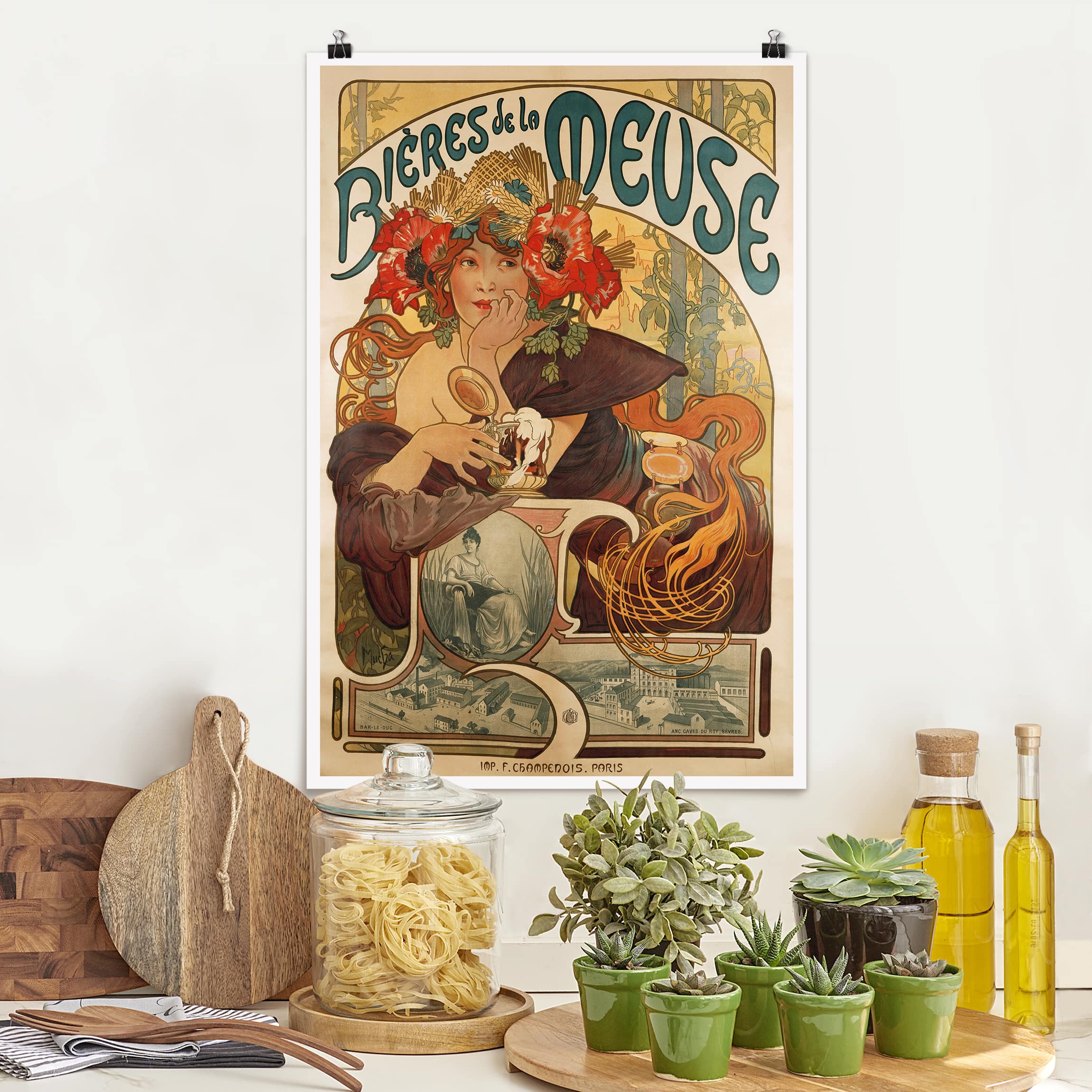 Poster - Hochformat Alfons Mucha - Plakat für La Meuse Bier