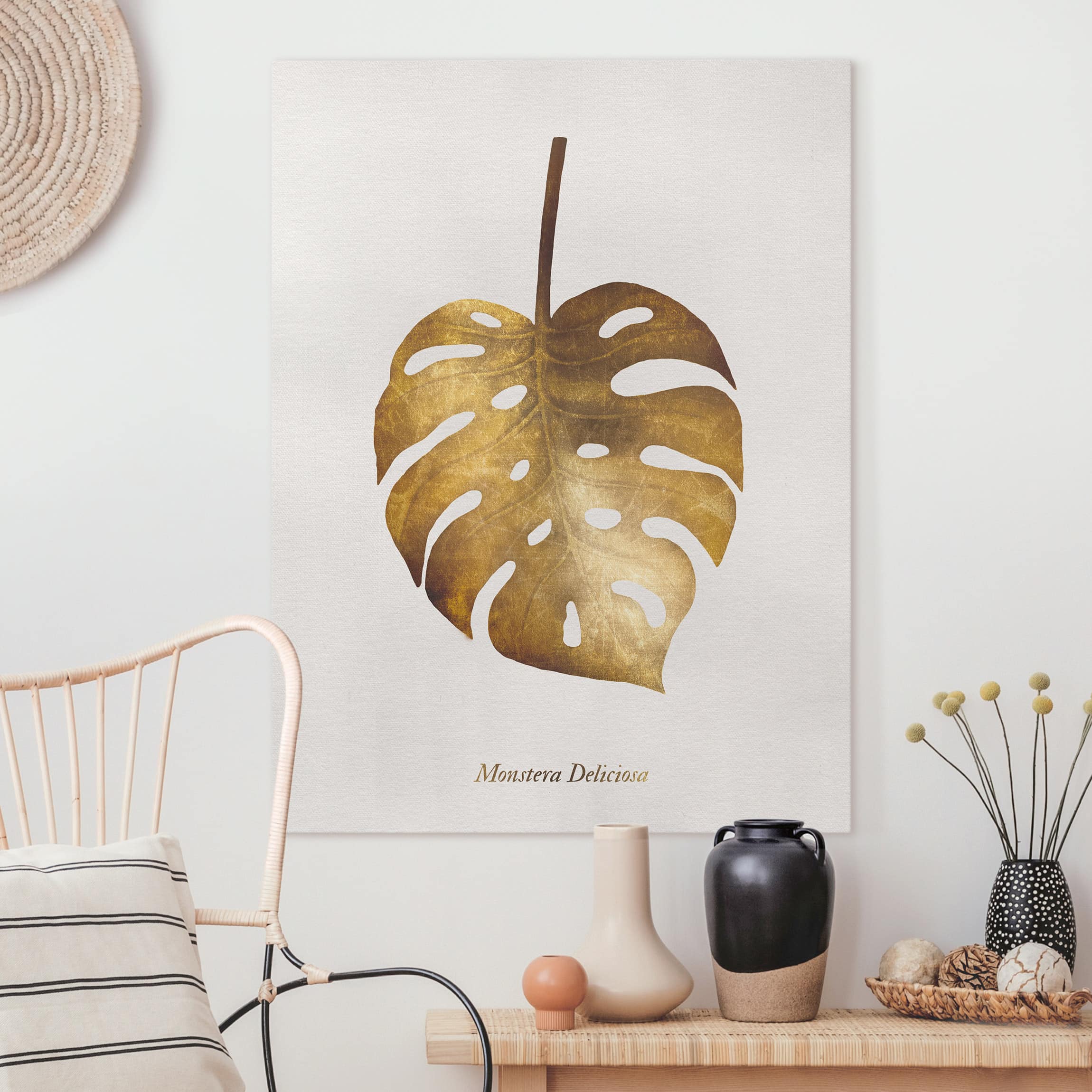 Leinwandbild Gold - Monstera
