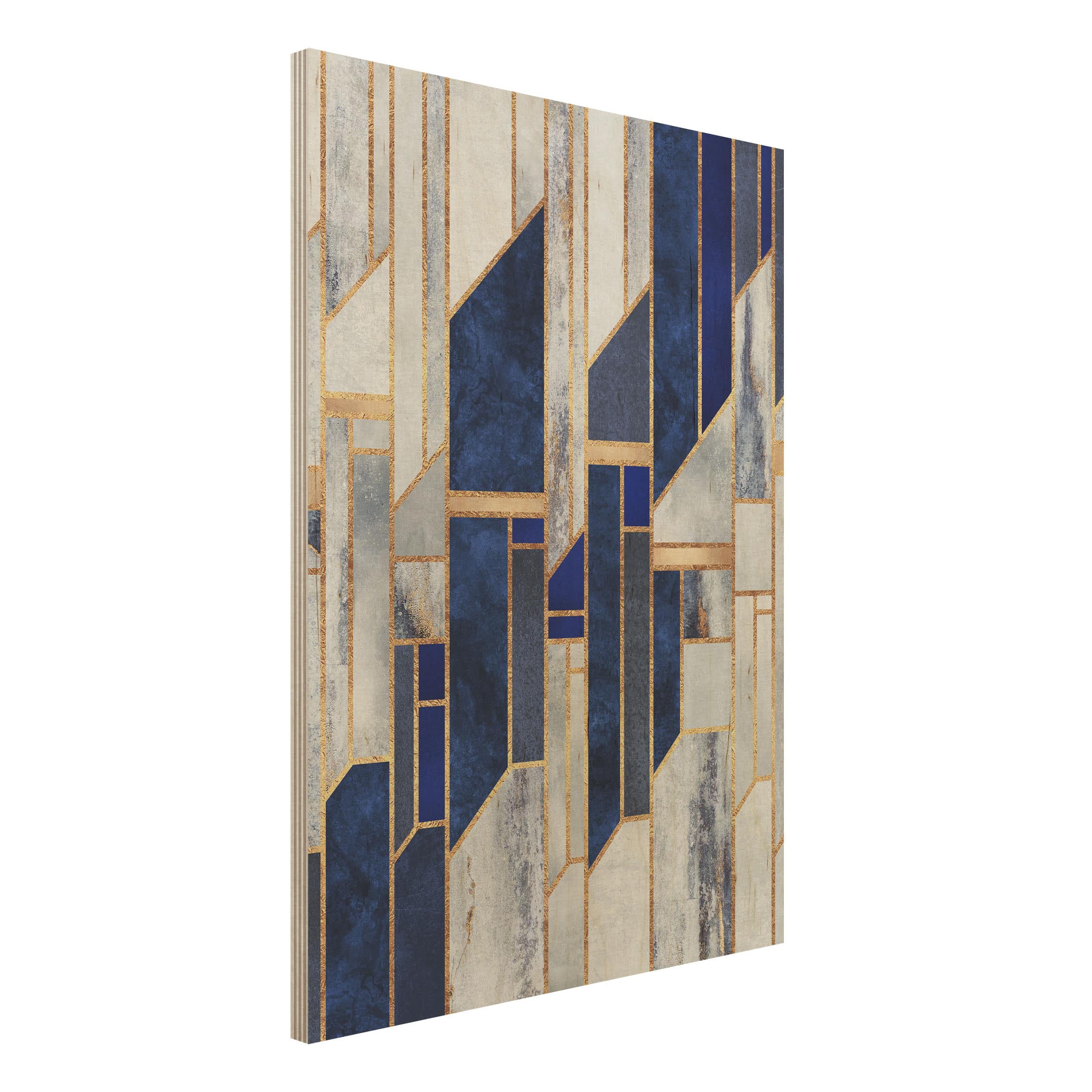 Holzbild - Hochformat 3:4 Geometrische Formen mit Gold