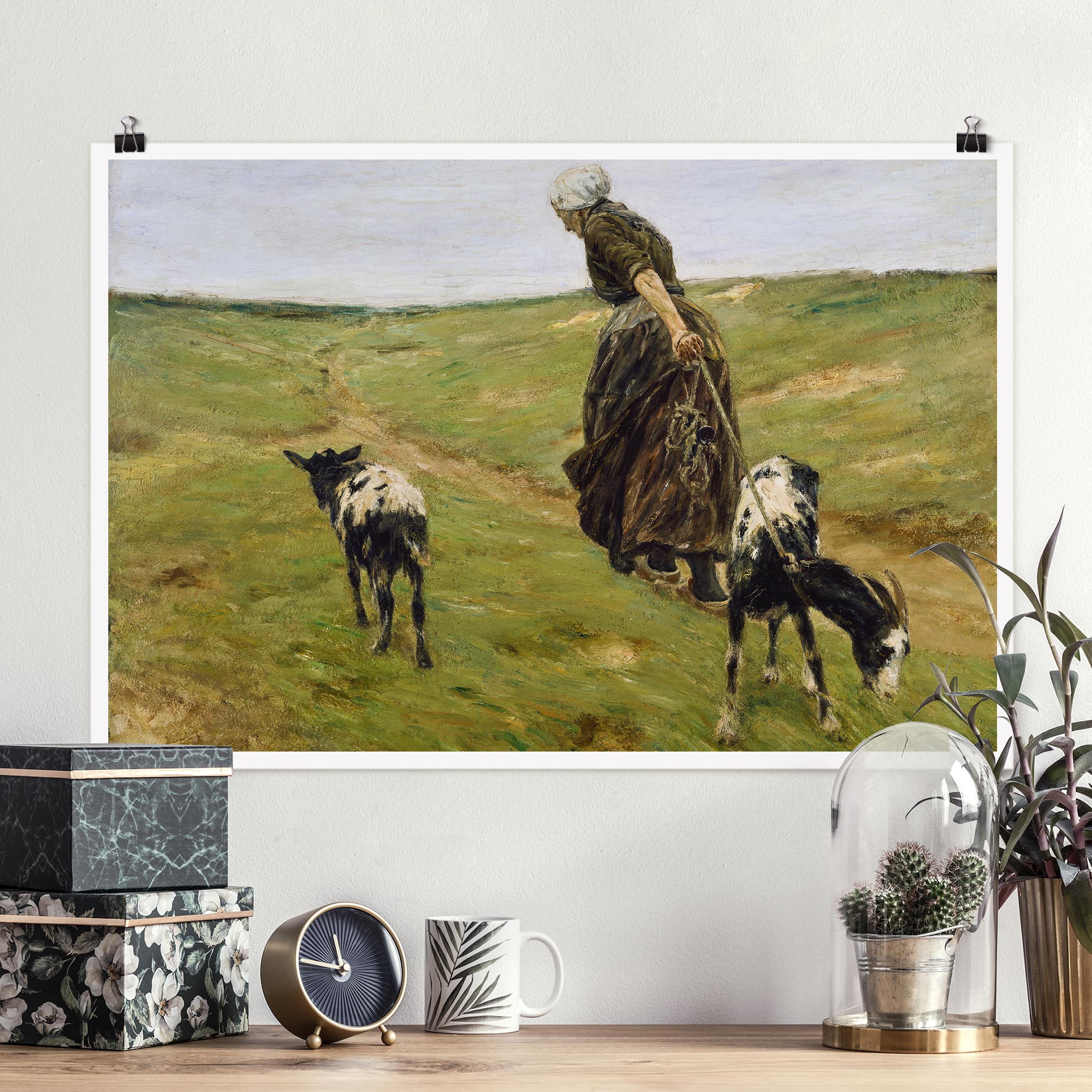 Poster - Querformat Max Liebermann - Frau mit Geißen