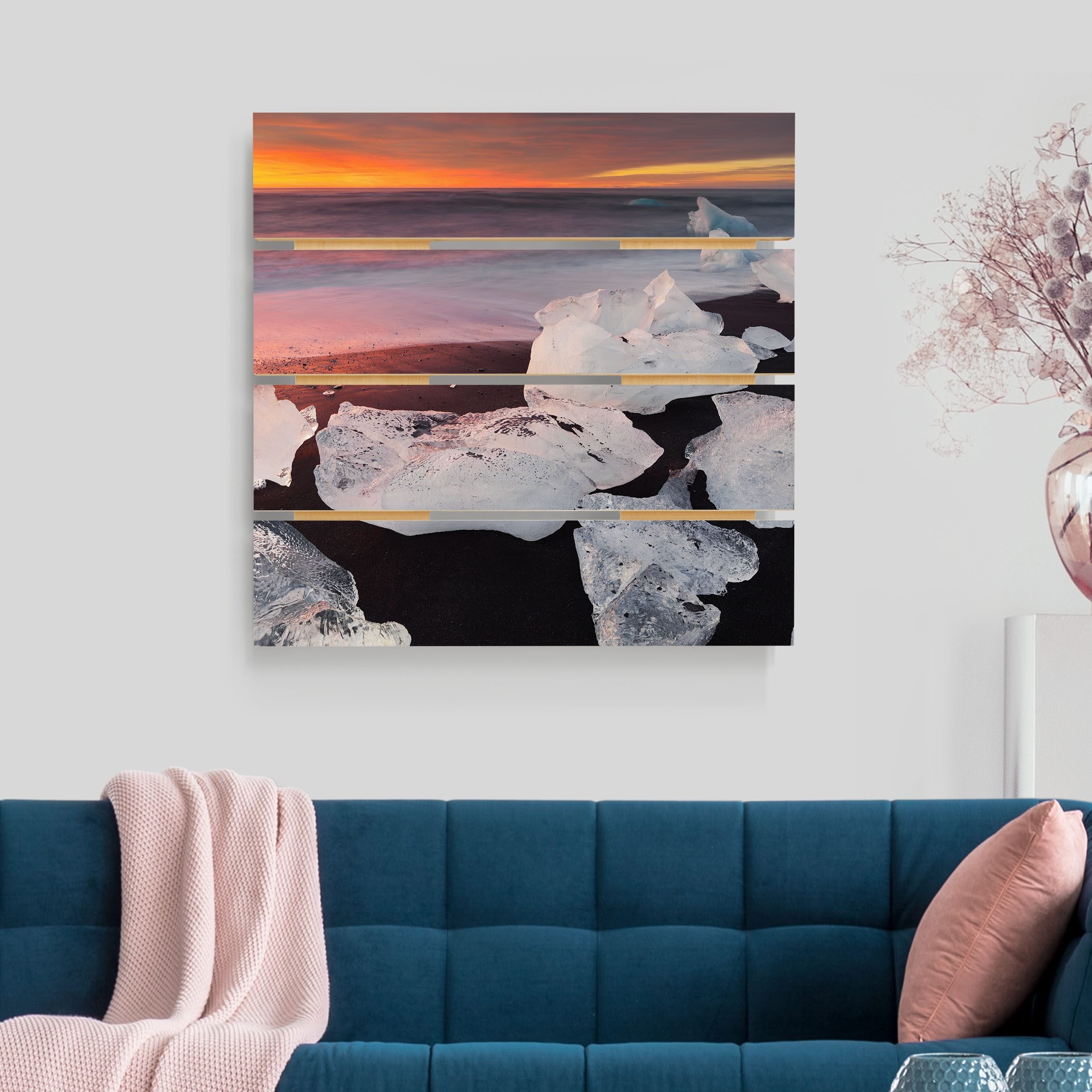 Holzbild Plankenoptik - Quadrat Eisbrocken Jökulsárlon Island