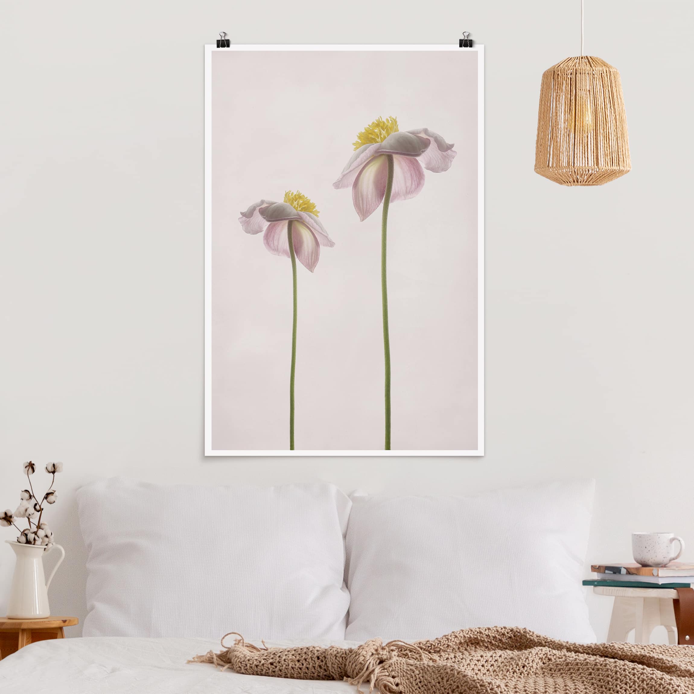 Poster - Hochformat Rosa Anemonenblüten