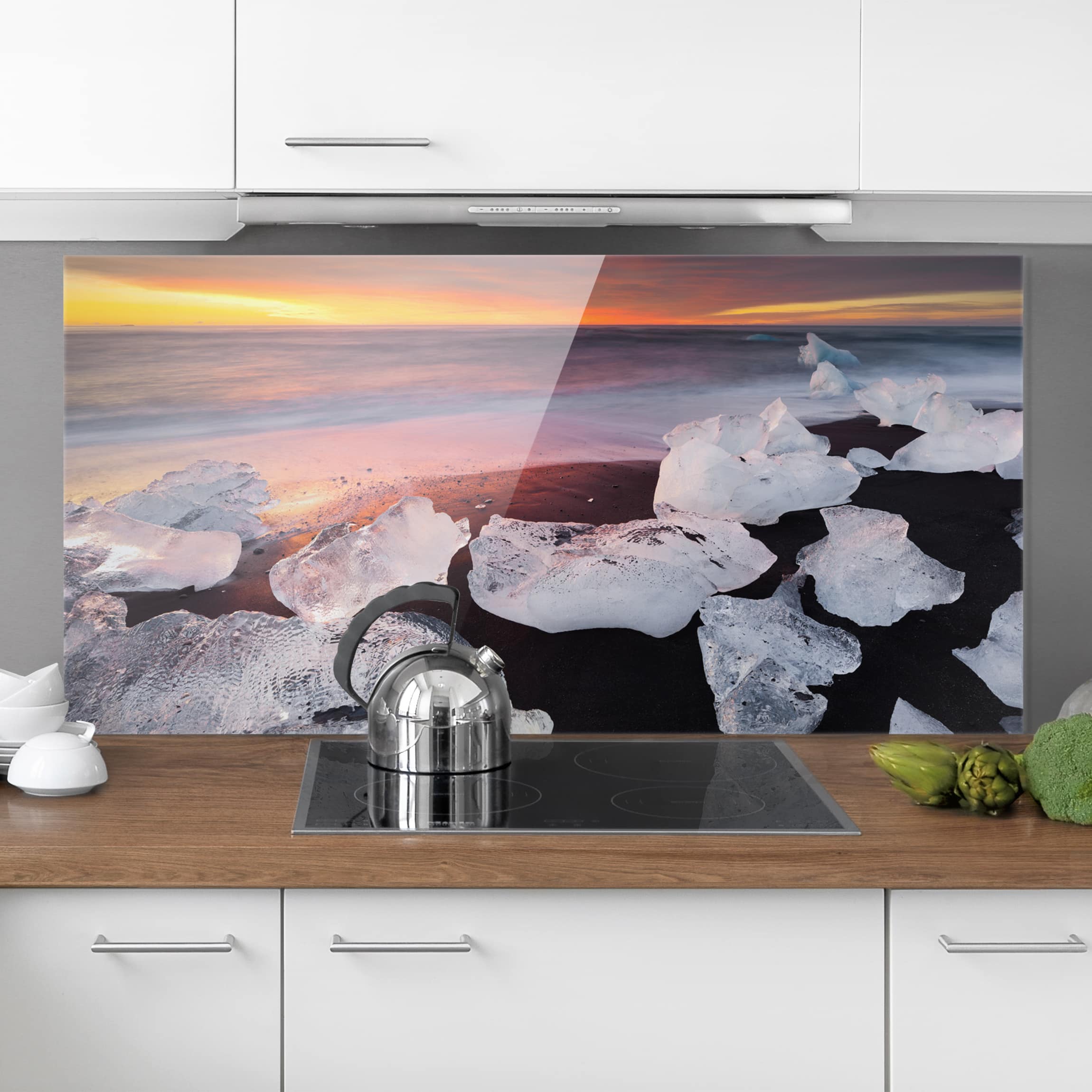 Glas Spritzschutz Eisbrocken Jökulsárlon Island