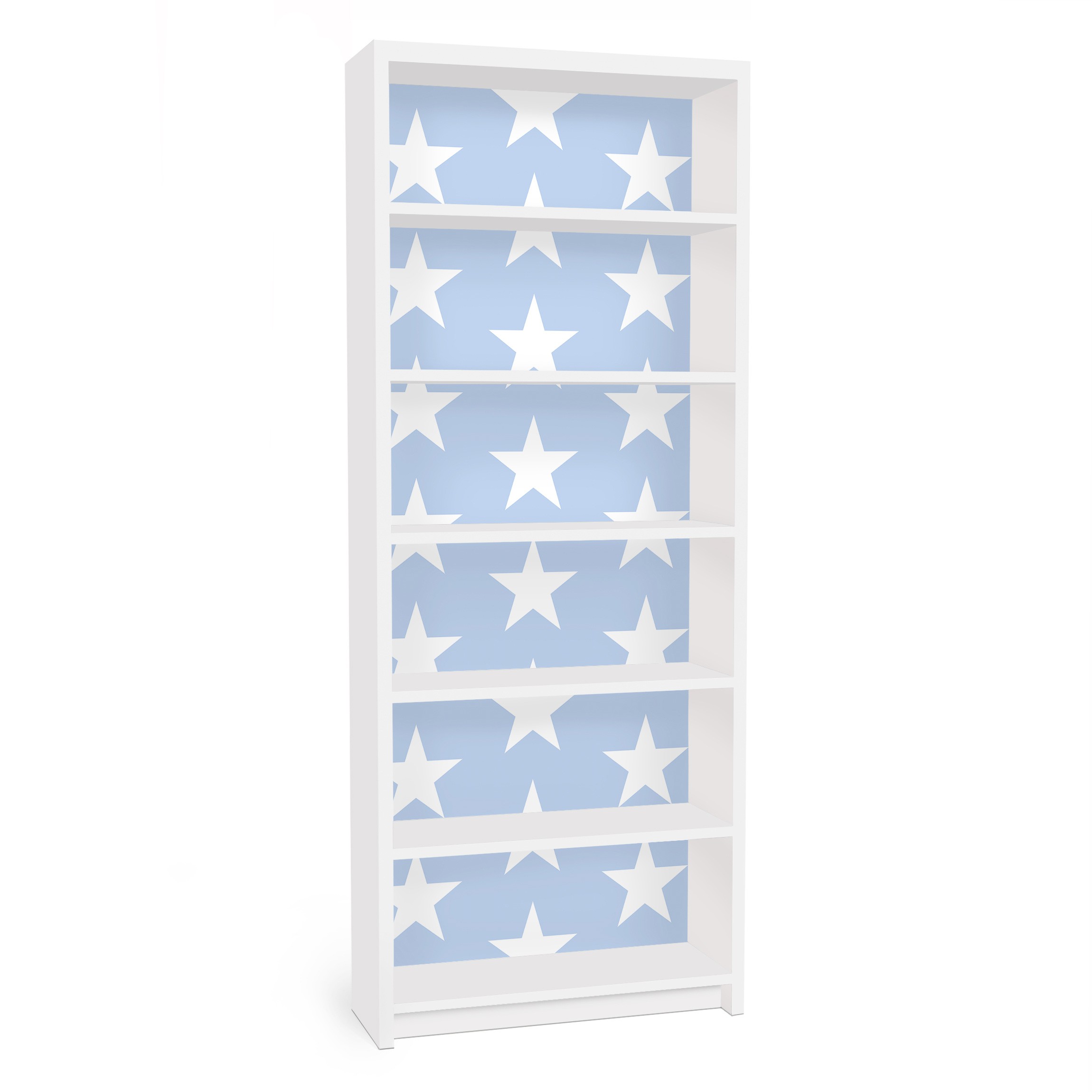 Möbelfolie für IKEA Billy Regal Weiße Sterne auf Blau