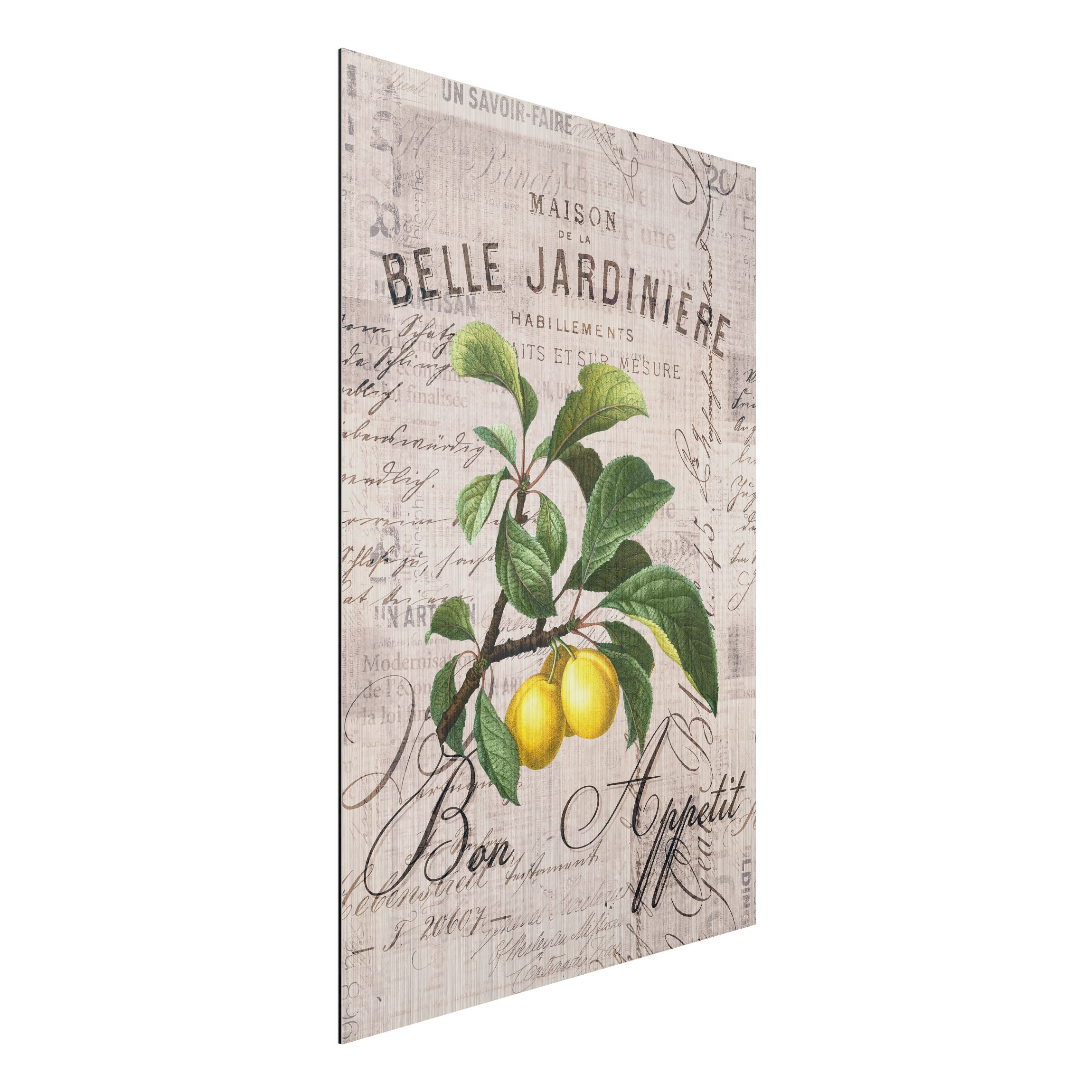 Alu-Dibond Bild Shabby Chic Collage - Pflaumen