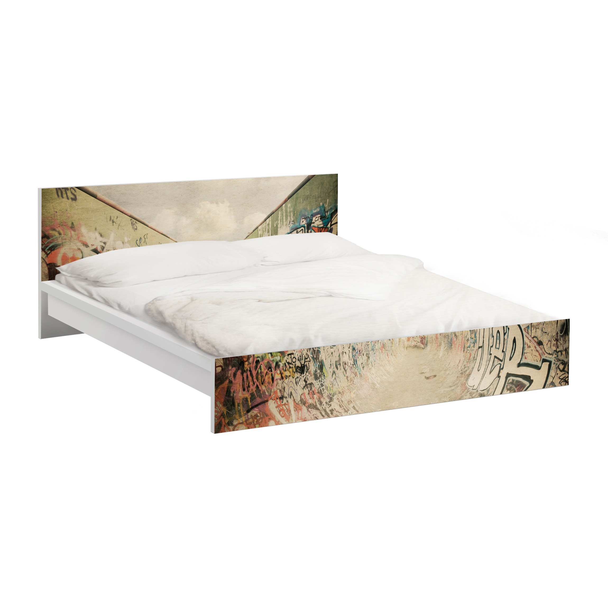 Möbelfolie für IKEA Malm Bett 180 cm Breite Graffiti-Skatepark