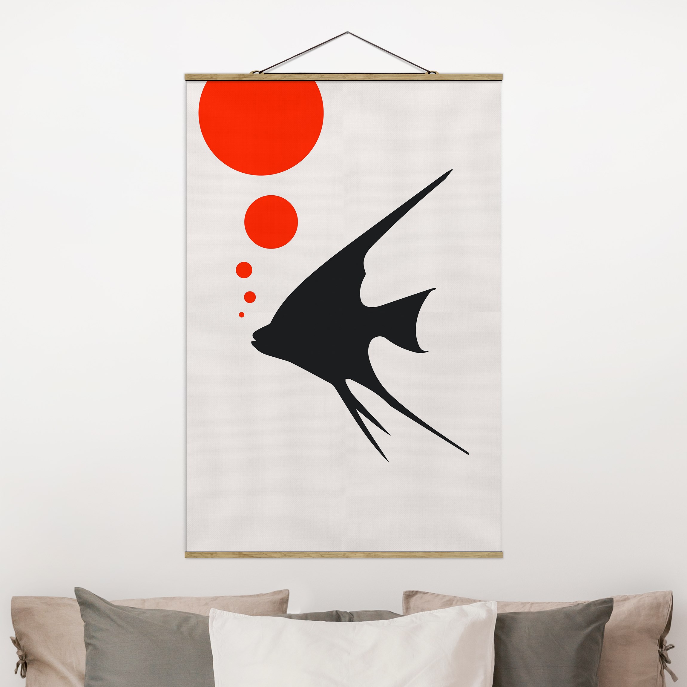 Stoffbild Fisch mit Roten Blasen