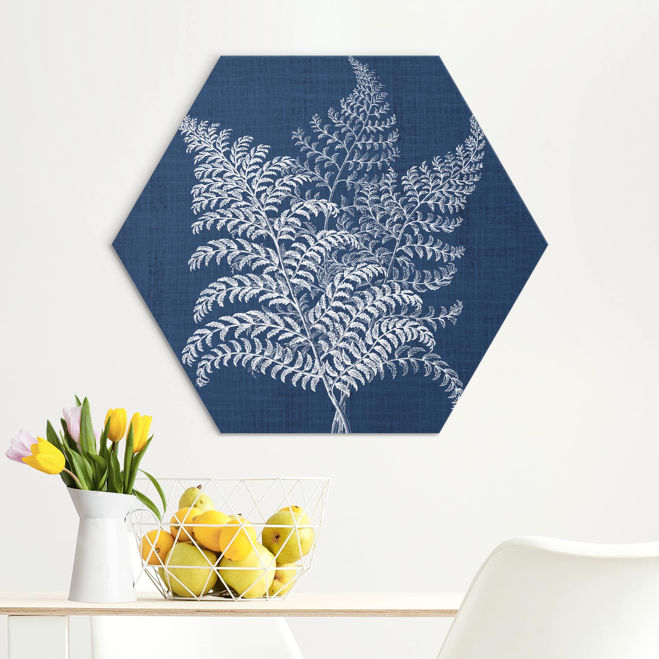 Hexagon-Alu-Dibond Bild Denim Pflanzenstudie VI