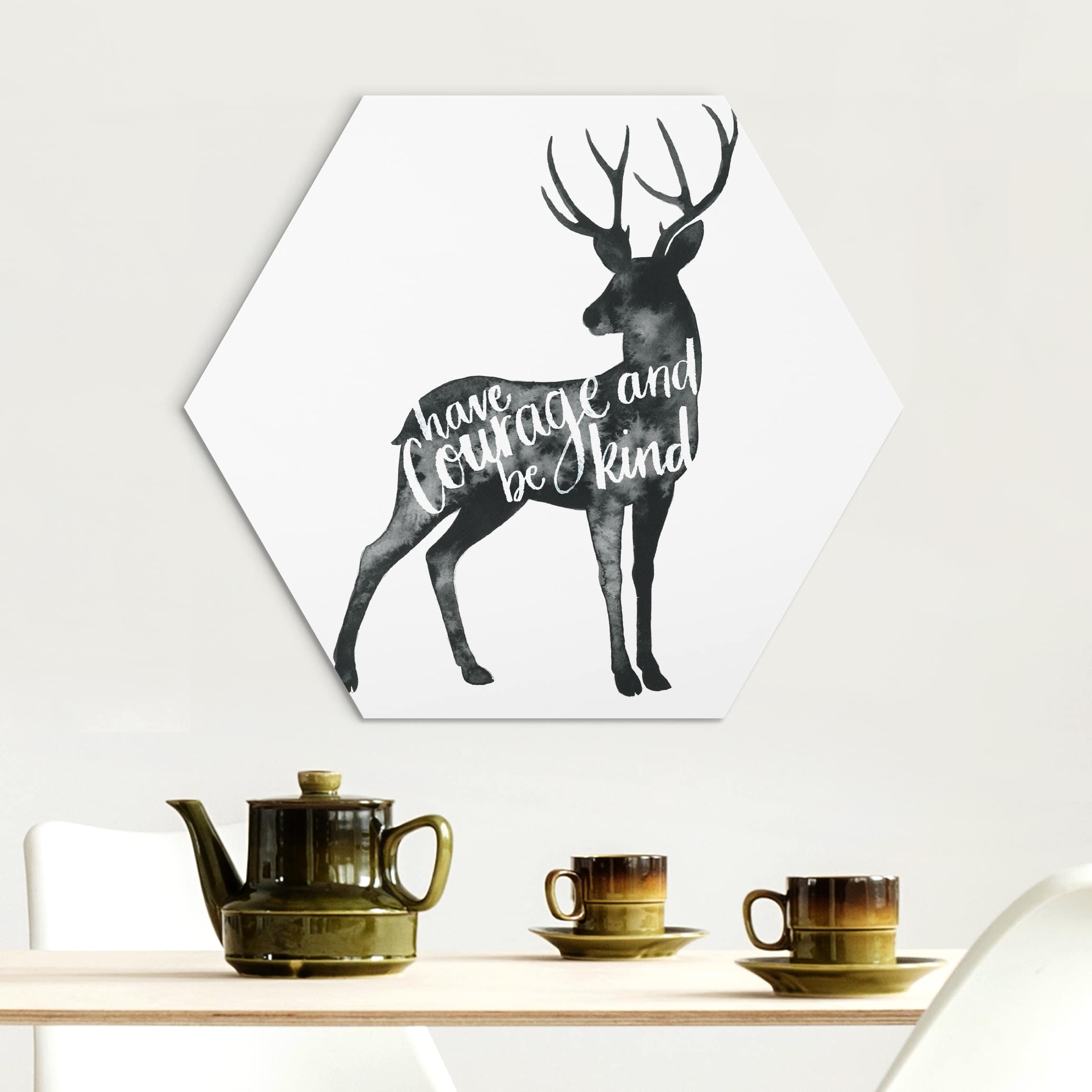 Hexagon-Alu-Dibond Bild Tiere mit Weisheit - Hirsch