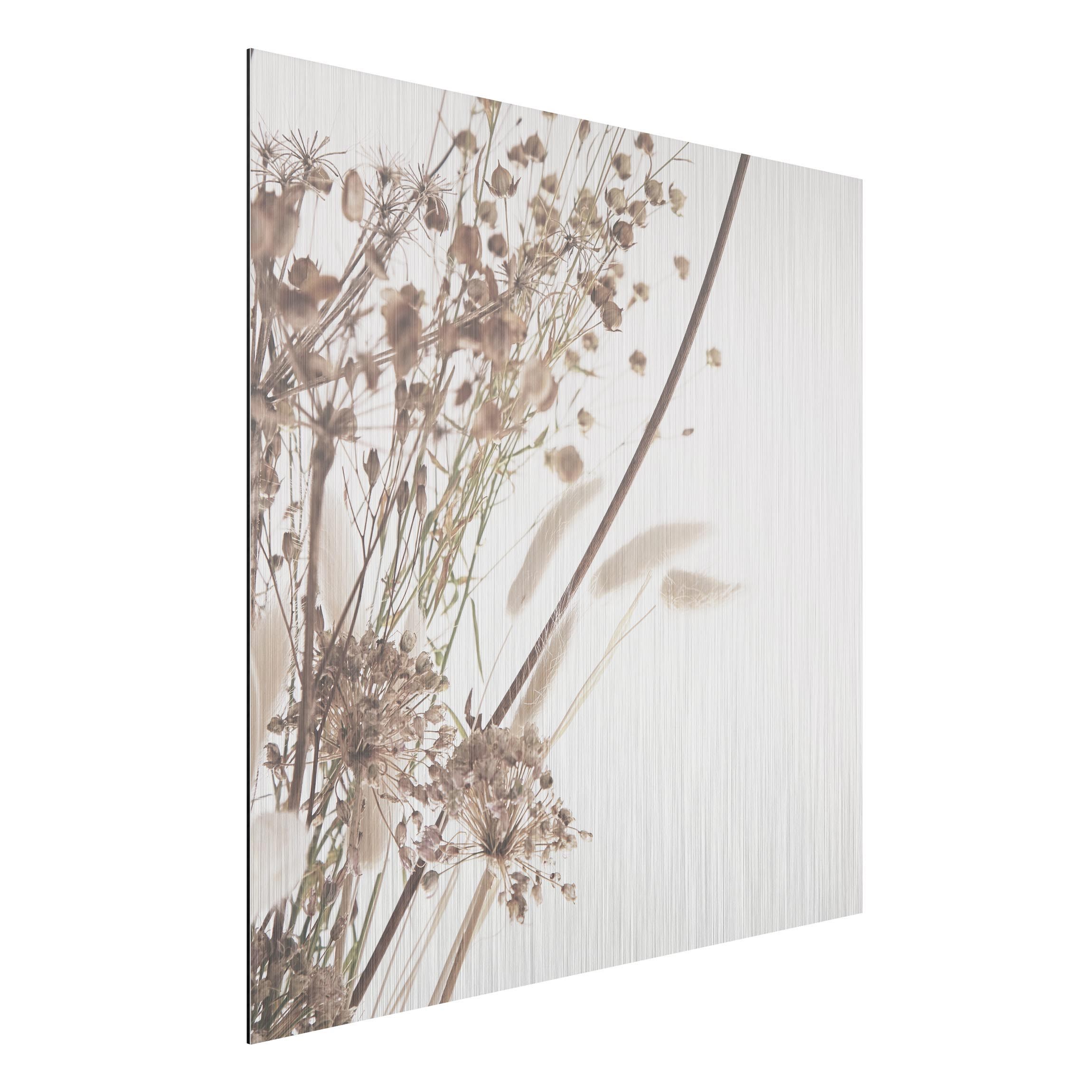 Alu-Dibond Outdoor Bild Bouquet aus Ziergras und Blüten