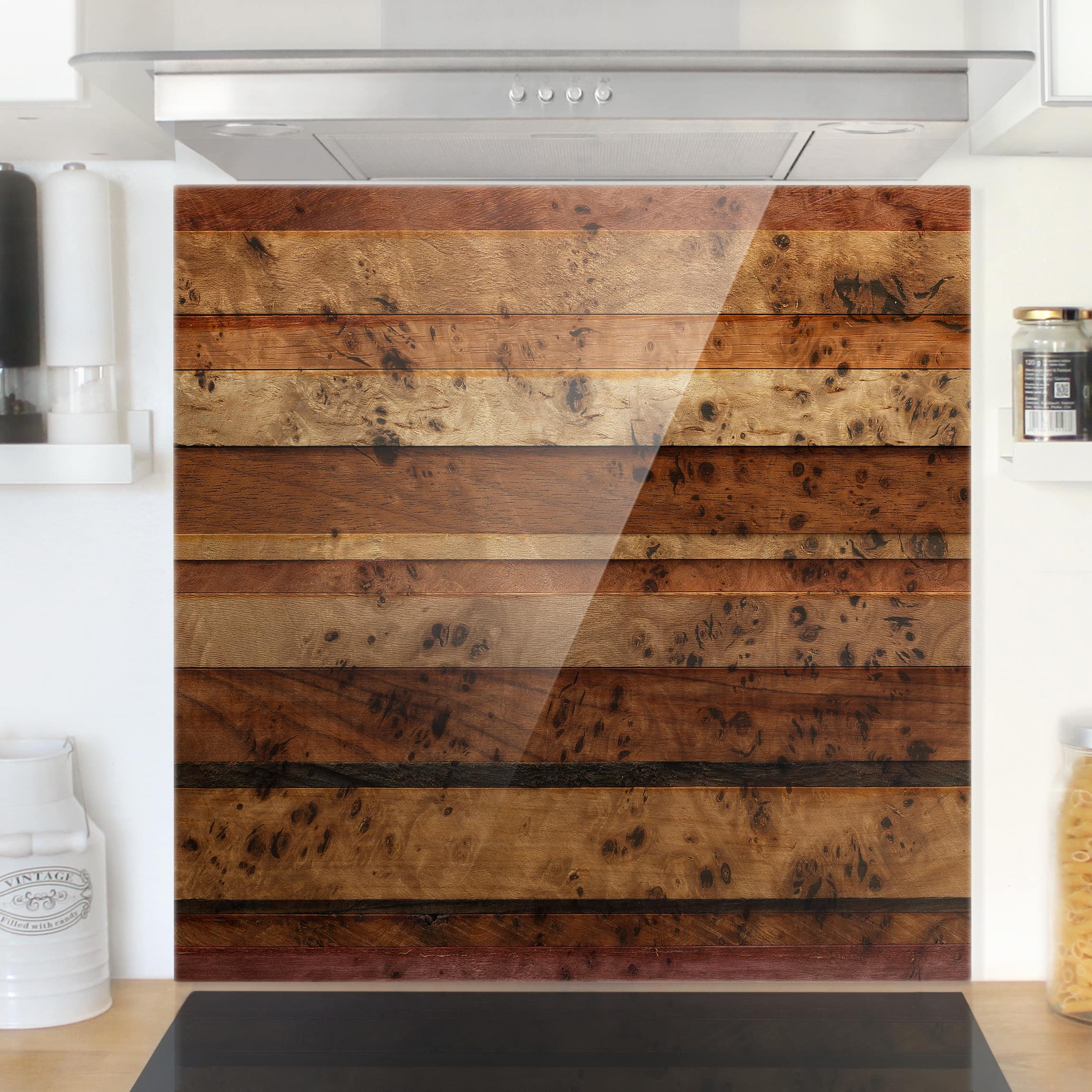 Glas Spritzschutz Woody Birdseye Garderobe
