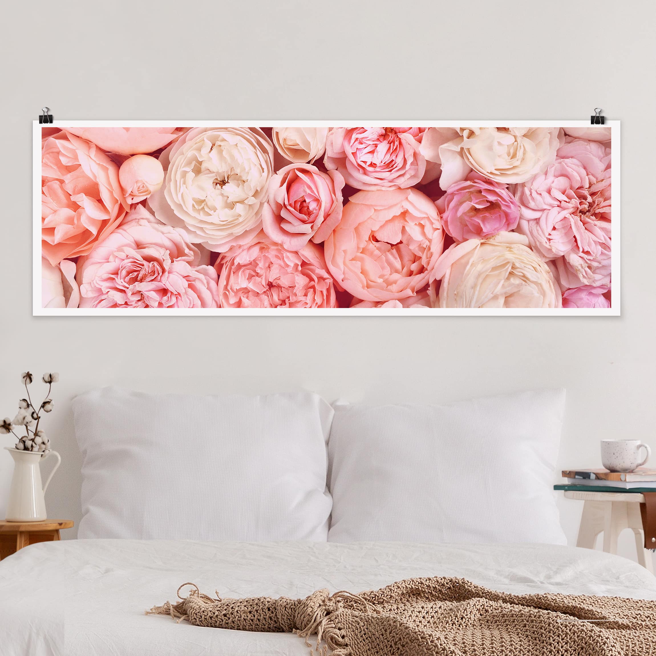 Panorama Poster Rosen Rosé Koralle Shabby