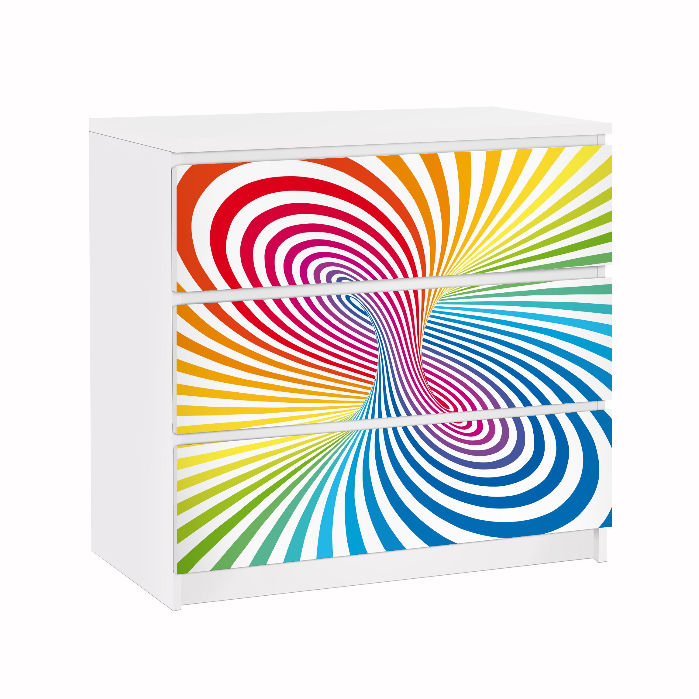 Möbelfolie für IKEA Malm Kommode 3 Schubladen Farbtornado