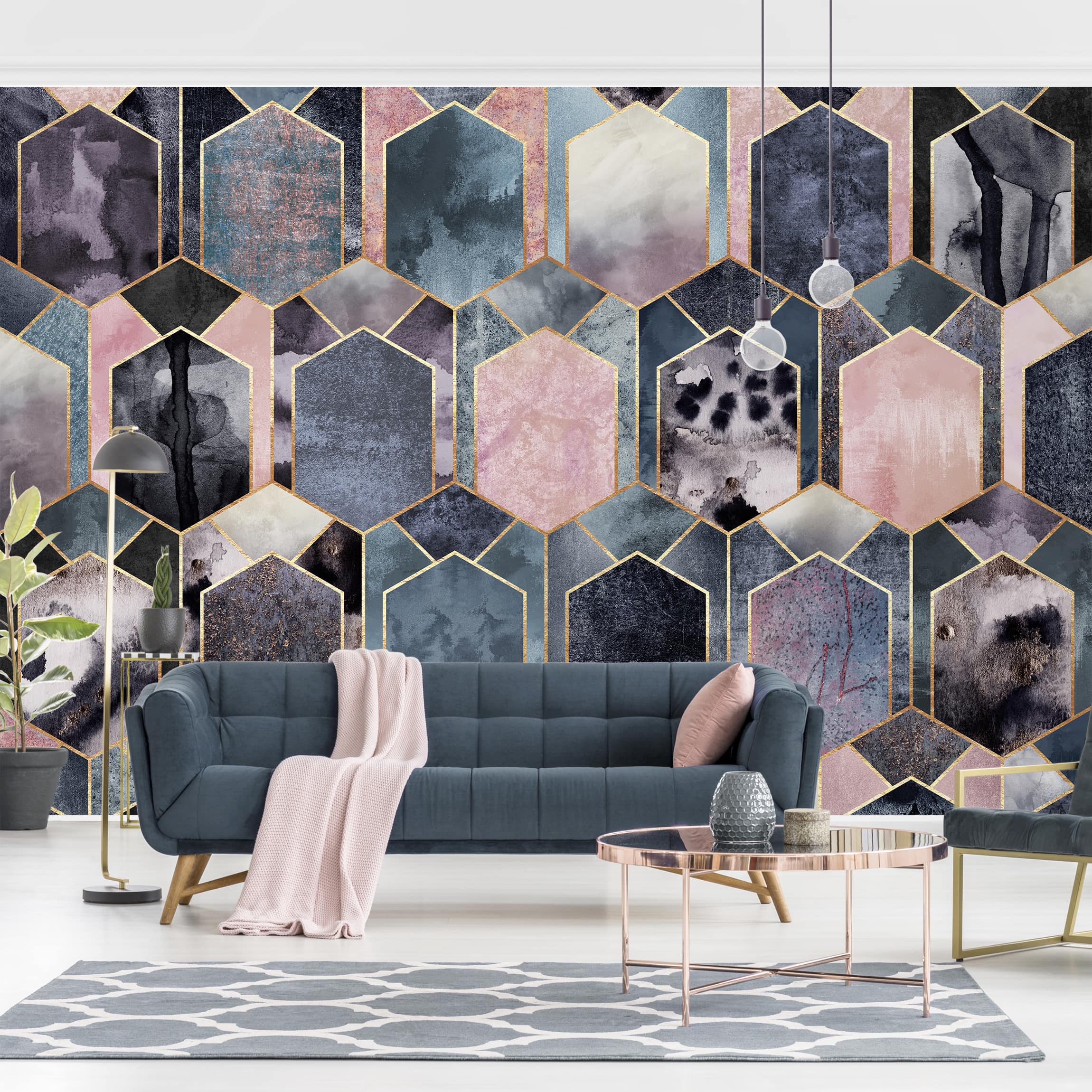 Mustertapete Art Deco Marmor Gold