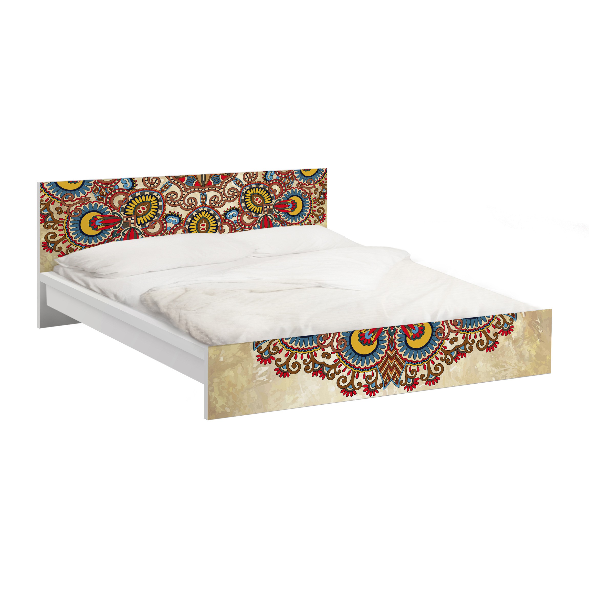 Möbelfolie für IKEA Malm Bett 140 cm Breite Farbiges Mandala