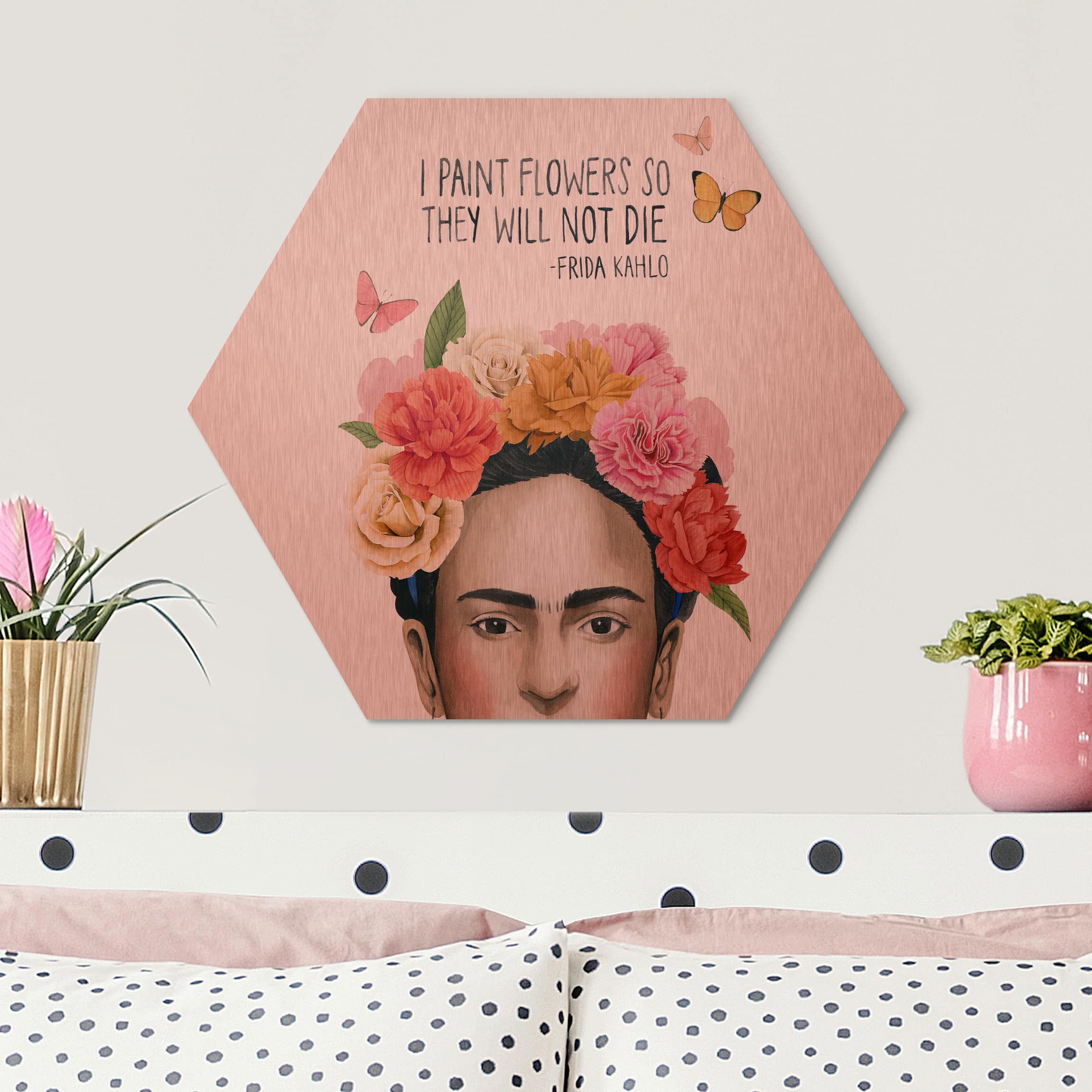 Hexagon-Alu-Dibond Bild Fridas Gedanken - Blumen