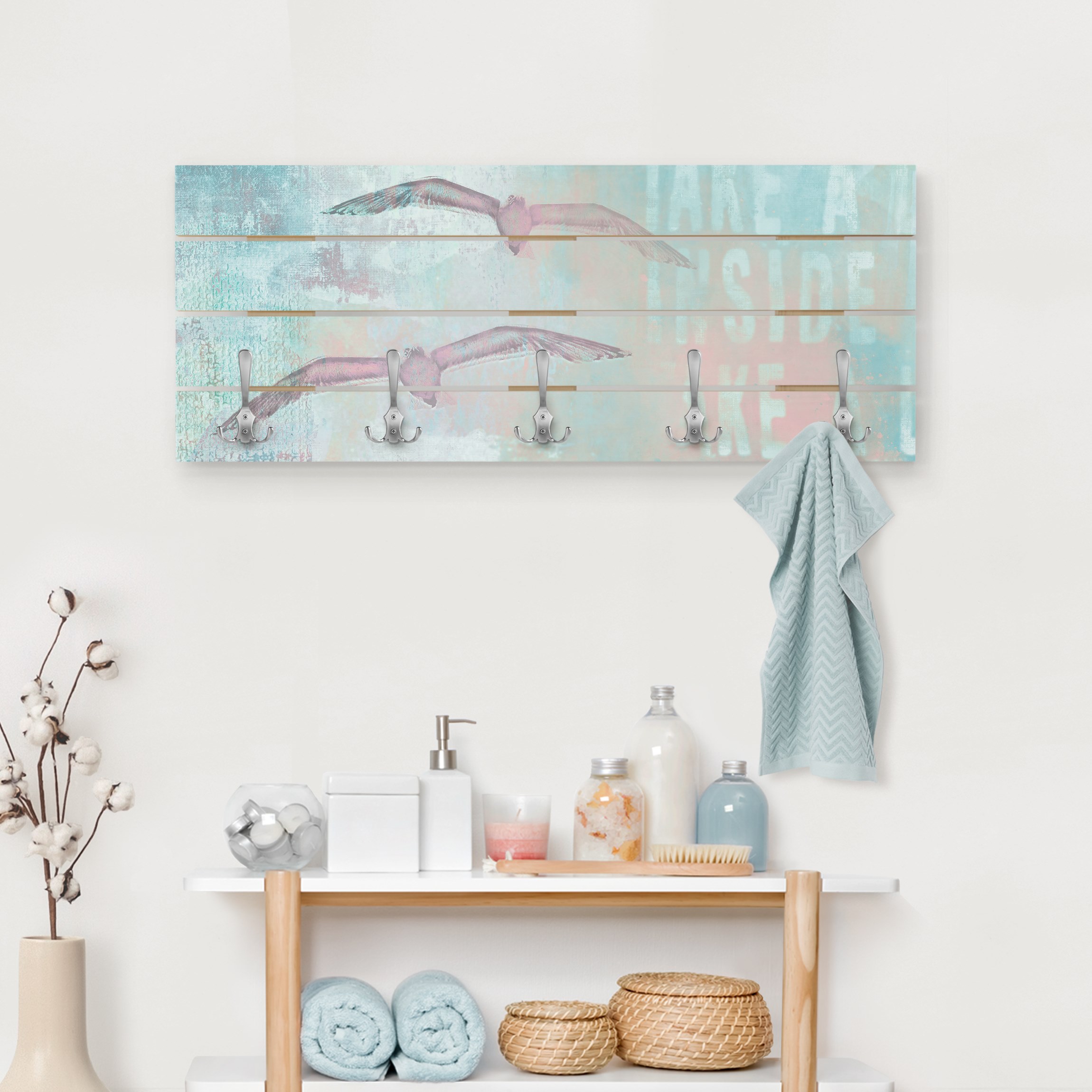 Wandgarderobe Shabby Chic Collage - Möwen