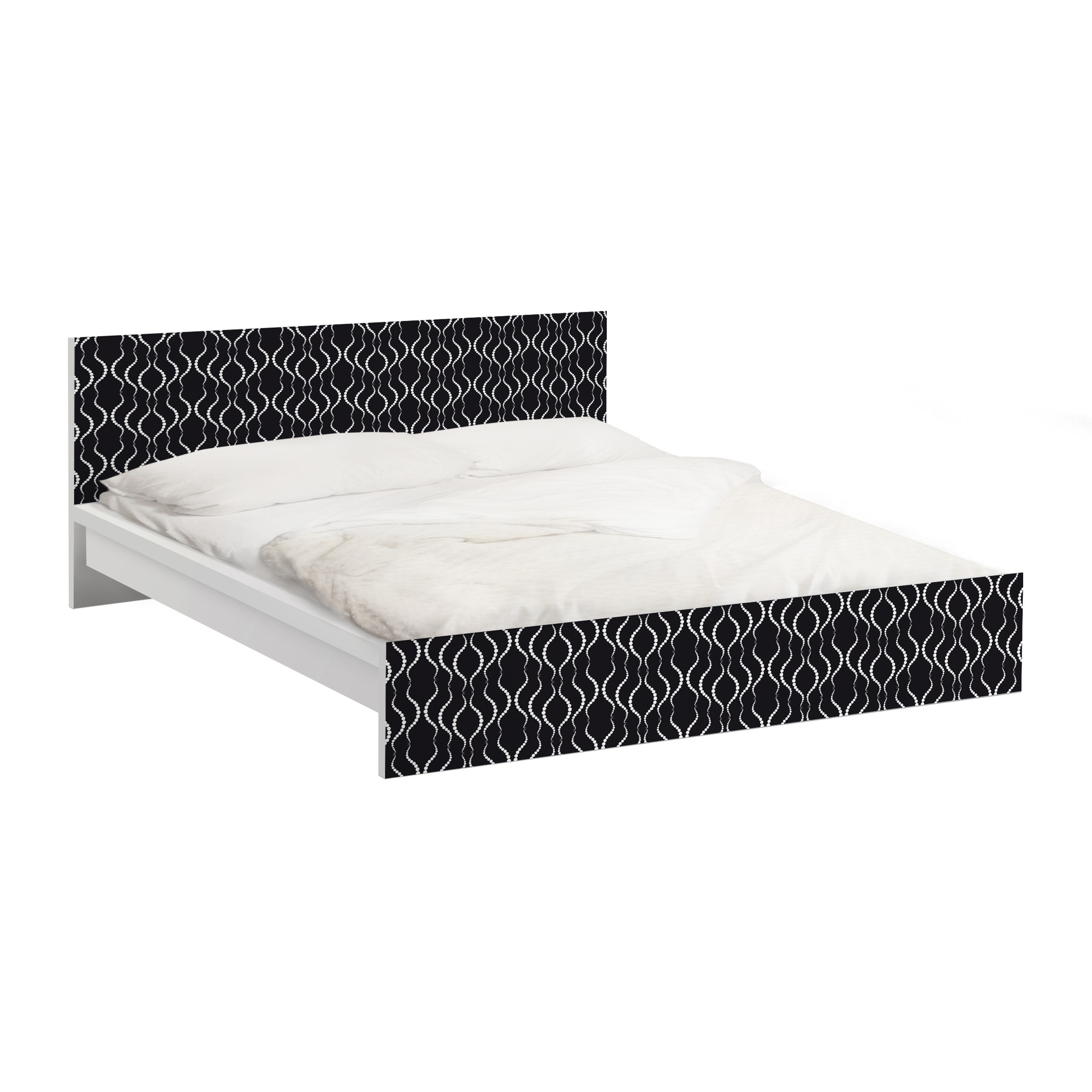 Möbelfolie für IKEA Malm Bett 140 cm Breite Punktmuster in Schwarz