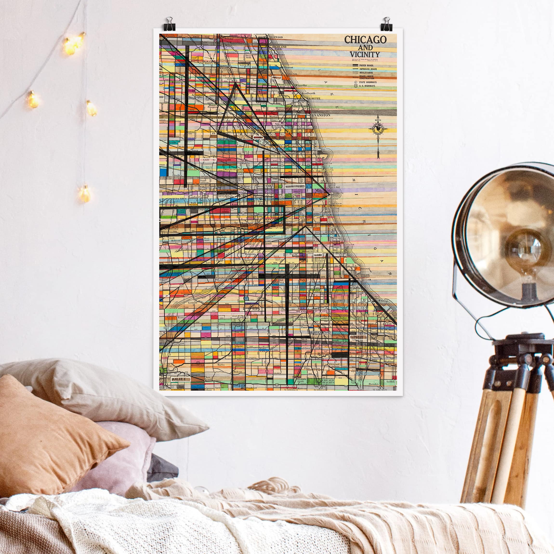 Poster - Hochformat Moderne Karte von Chicago