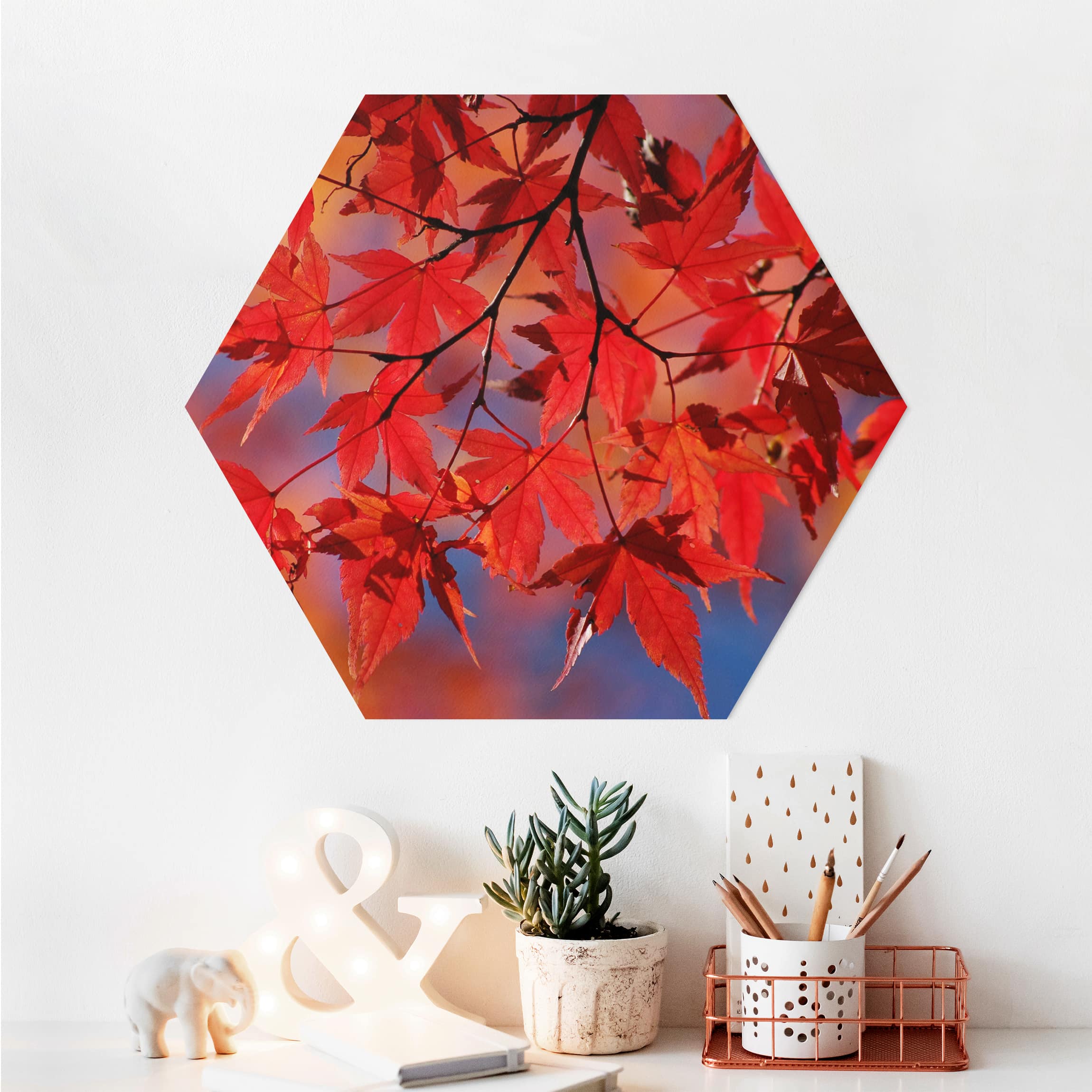 Hexagon-Alu-Dibond Bild Red Maple