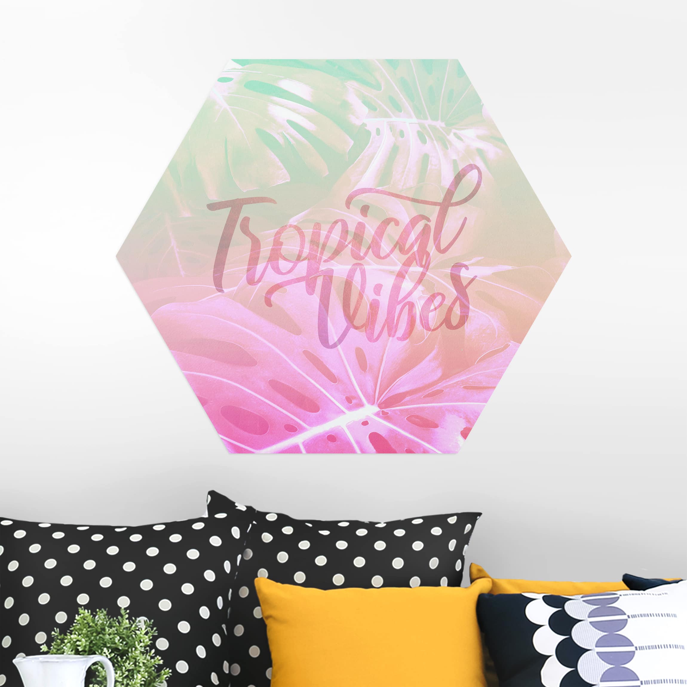 Hexagon-Alu-Dibond Bild Rainbow - Tropical Vibes