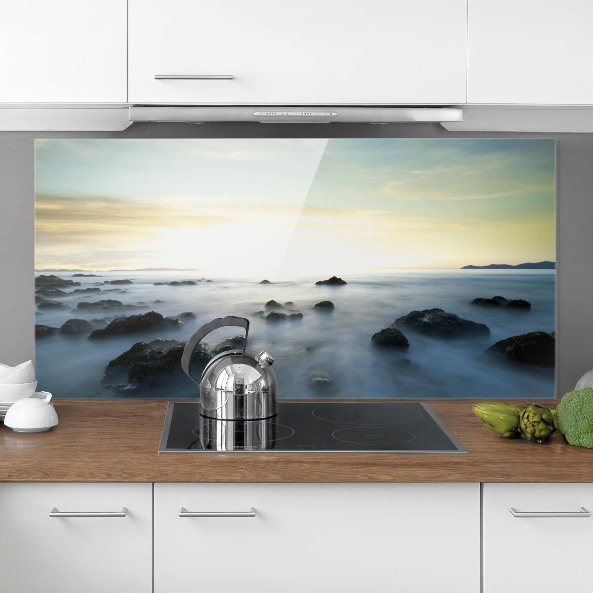 Glas Spritzschutz - Querformat 2:1 Sonnenuntergang über dem Ozean