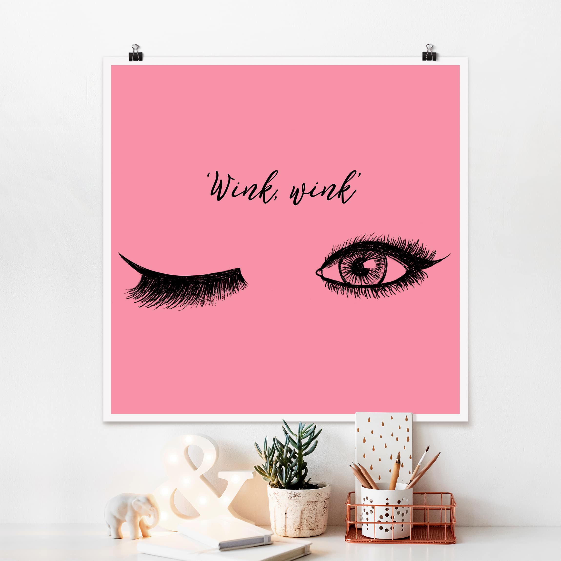 Poster - Quadrat Wimpern Chat - Wink