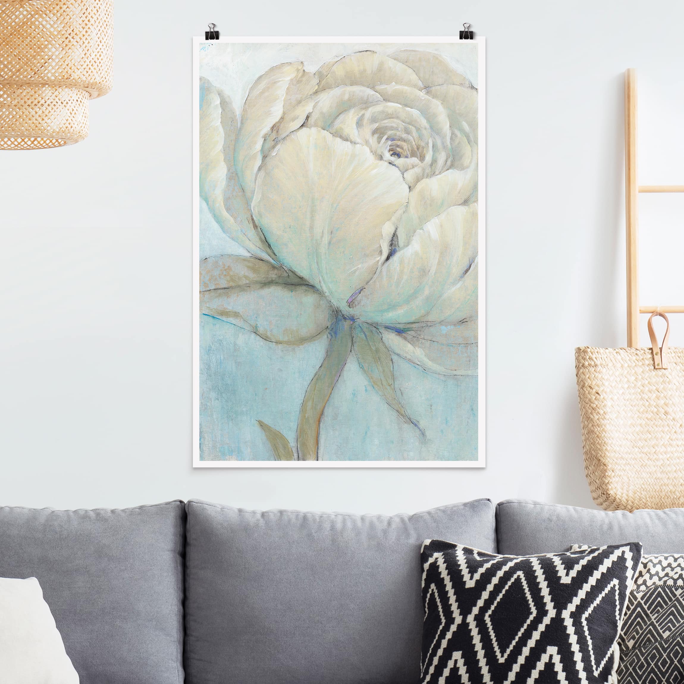 Poster - Hochformat Englische Rose Pastell