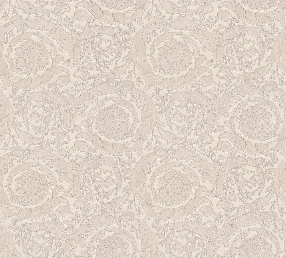 Metallic Mustertapete Versace wallpaper Versace 3 Barocco Flowers in Braun Creme Metallic - 935835