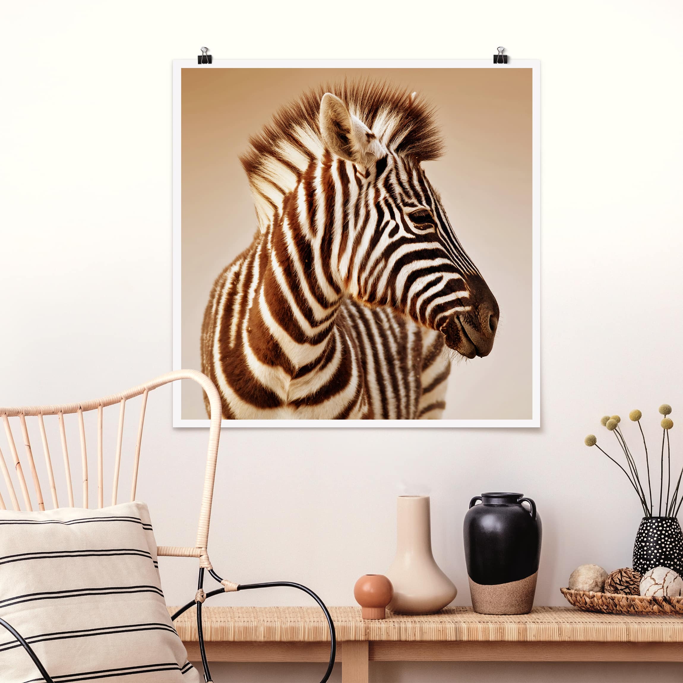 Poster - Quadrat Zebra Baby Portrait