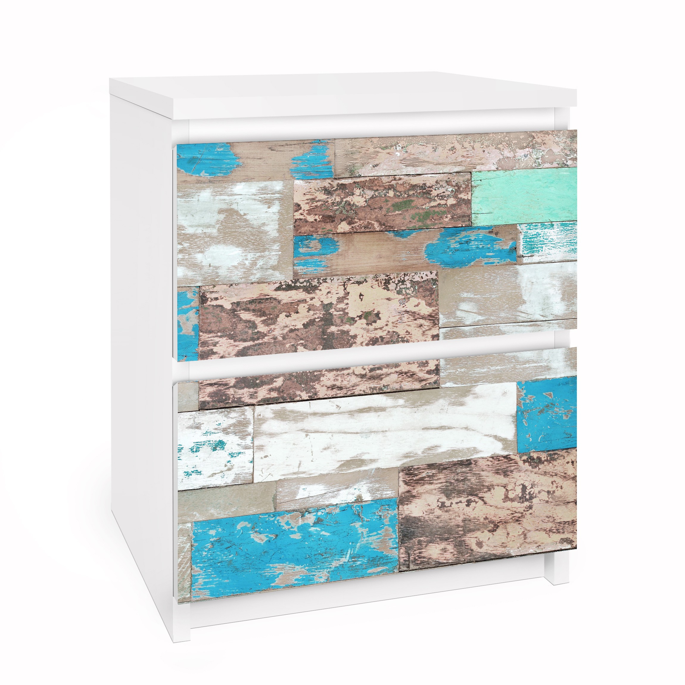 Möbelfolie für IKEA Malm Kommode 2 Schubladen Maritime Planks