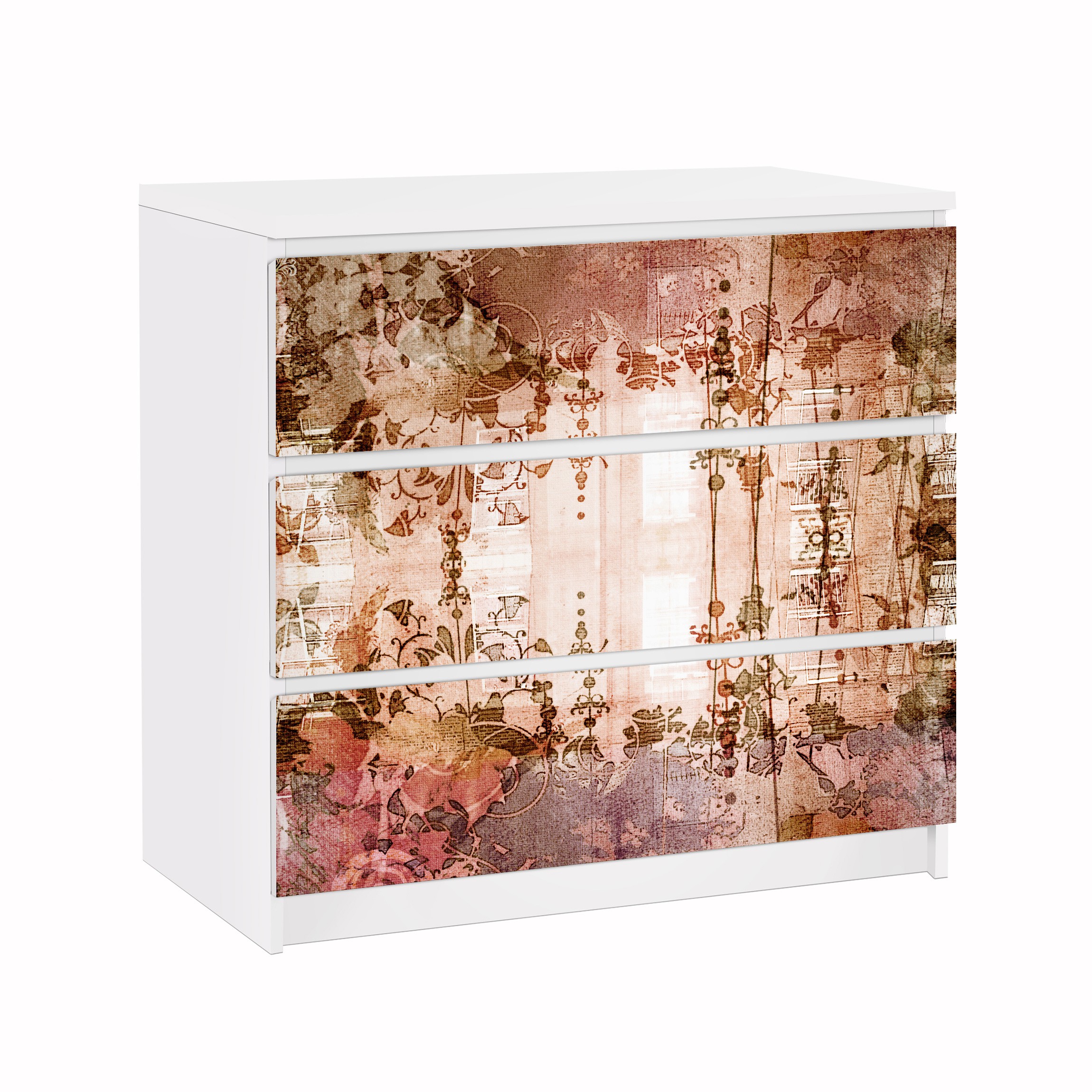 Möbelfolie für IKEA Malm Kommode 3 Schubladen Old Grunge