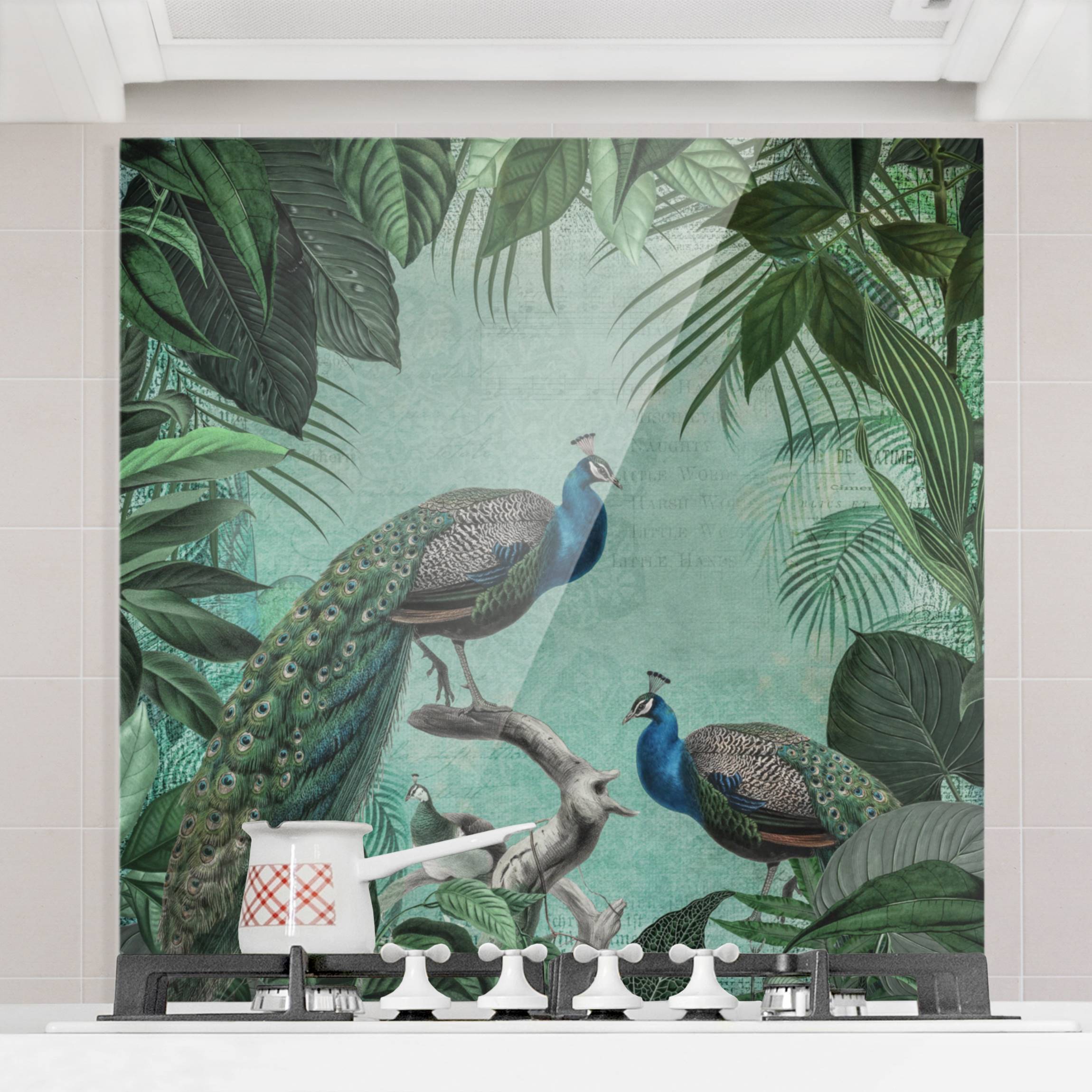 Spritzschutz Shabby Chic Collage - Edler Pfau