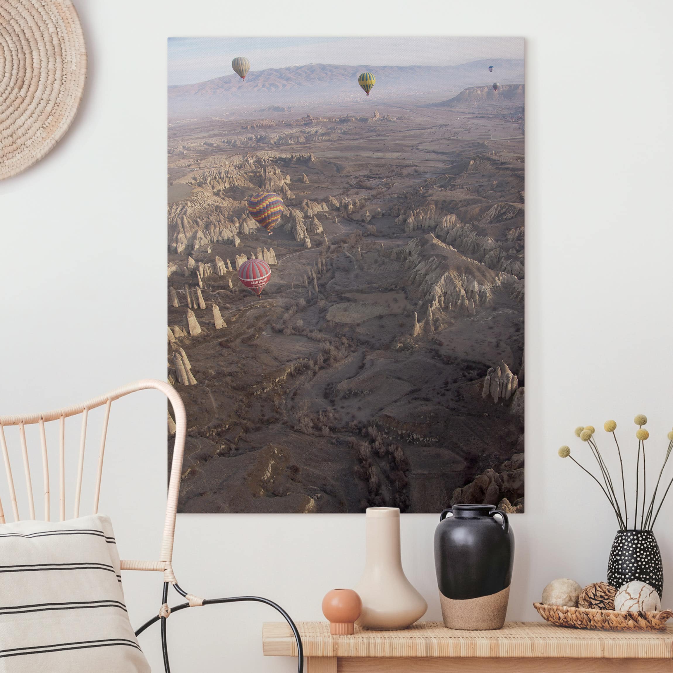 Leinwandbild - Hochformat Heißluftballons über Anatolien
