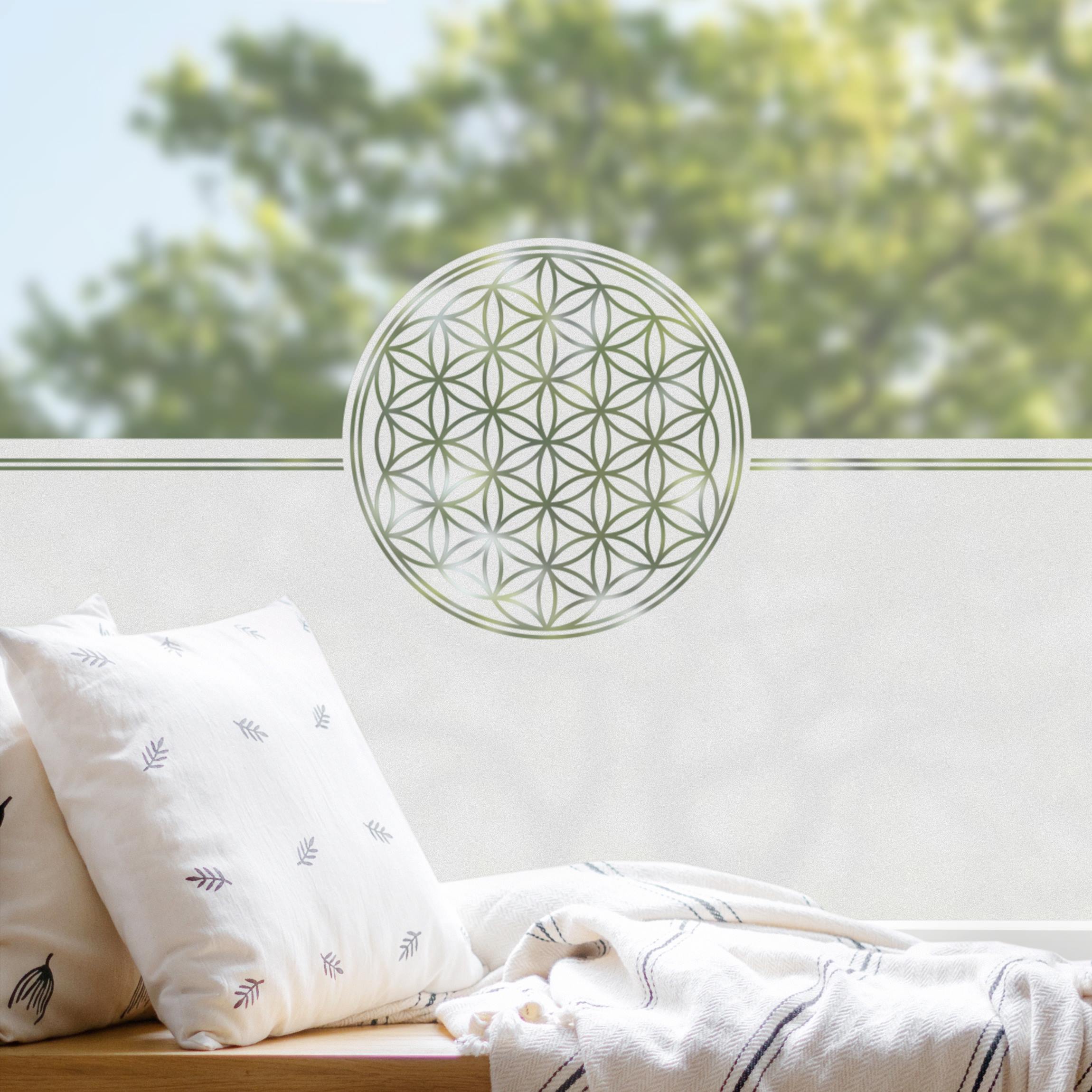 Fensterfolie Sichtschutz Blume des Lebens Bordüre